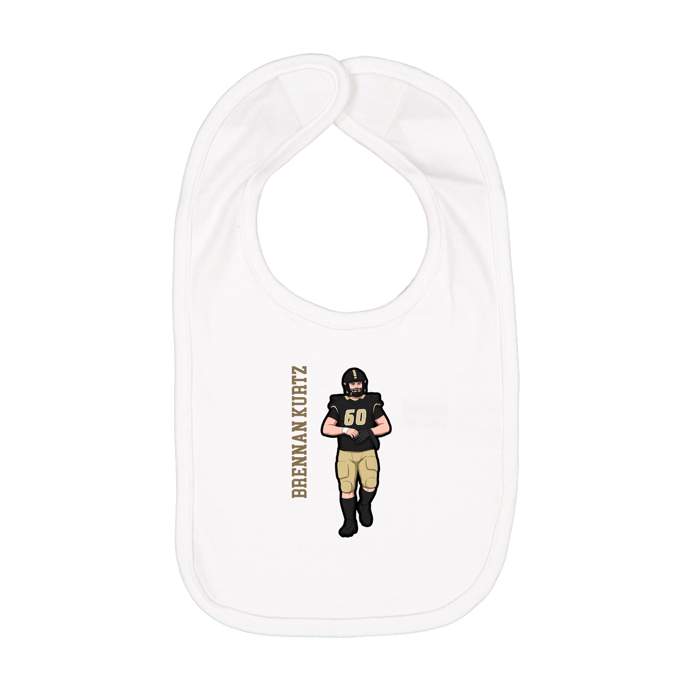 Infant Bib — Name Vertical in White