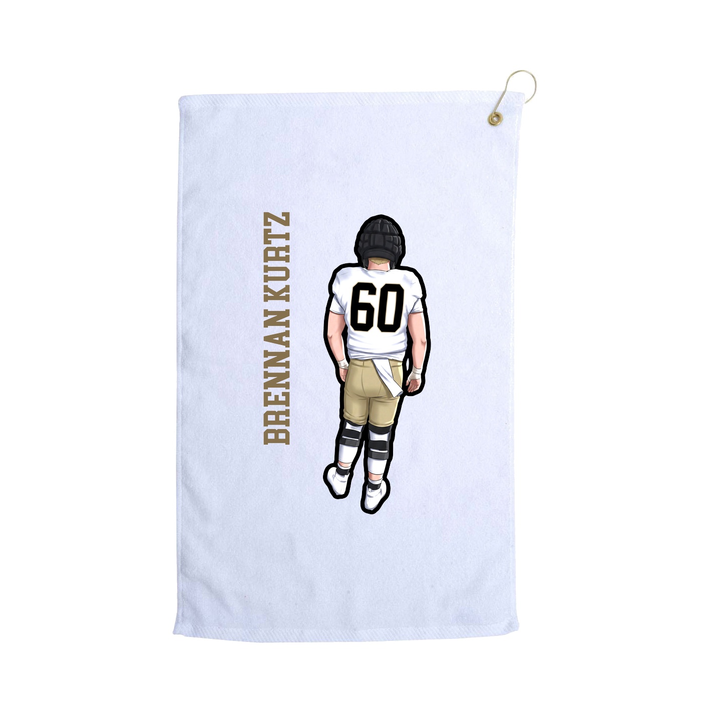 Golf Towel — Name Vertical in White