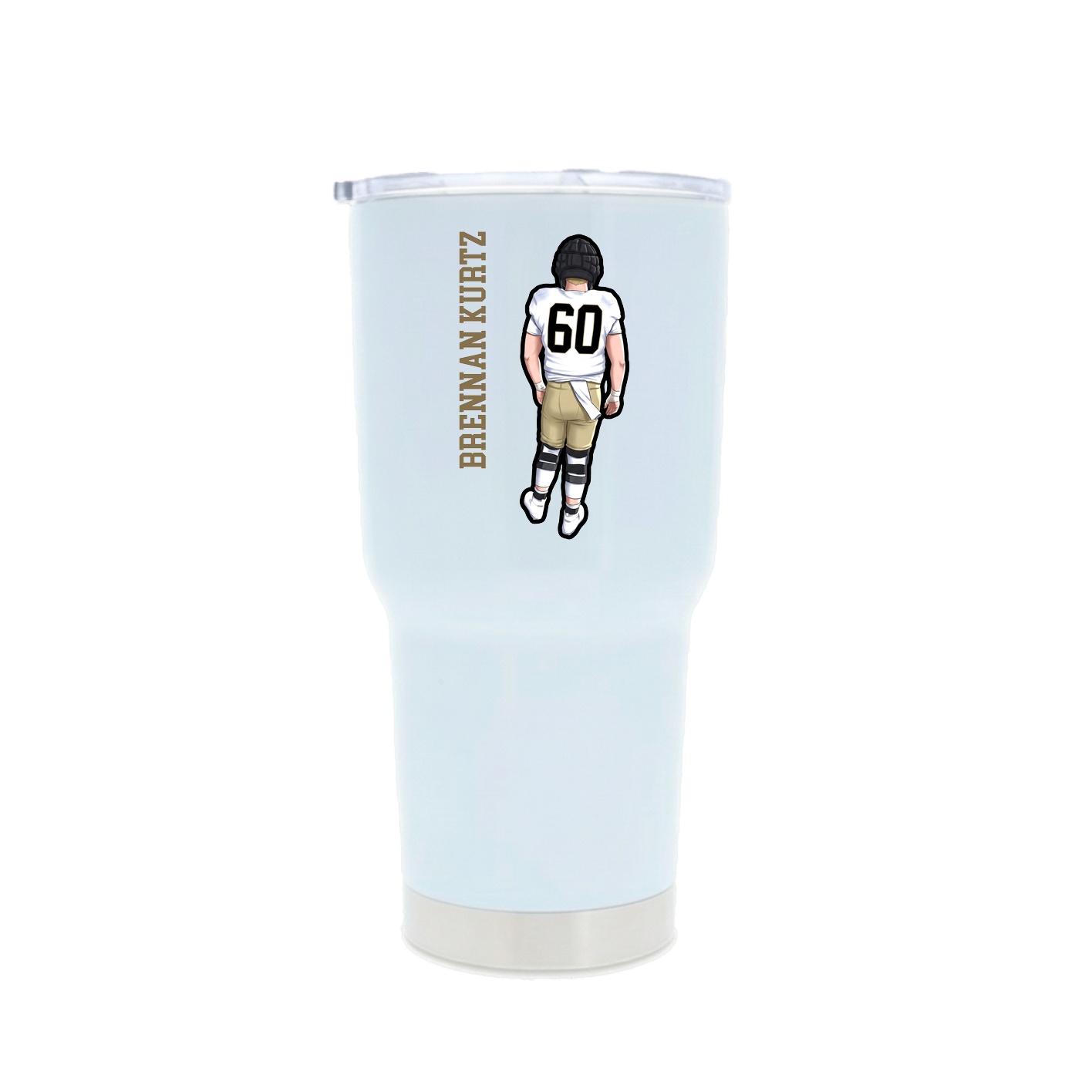 30oz Stainless Steel Tumbler — Name Vertical in White