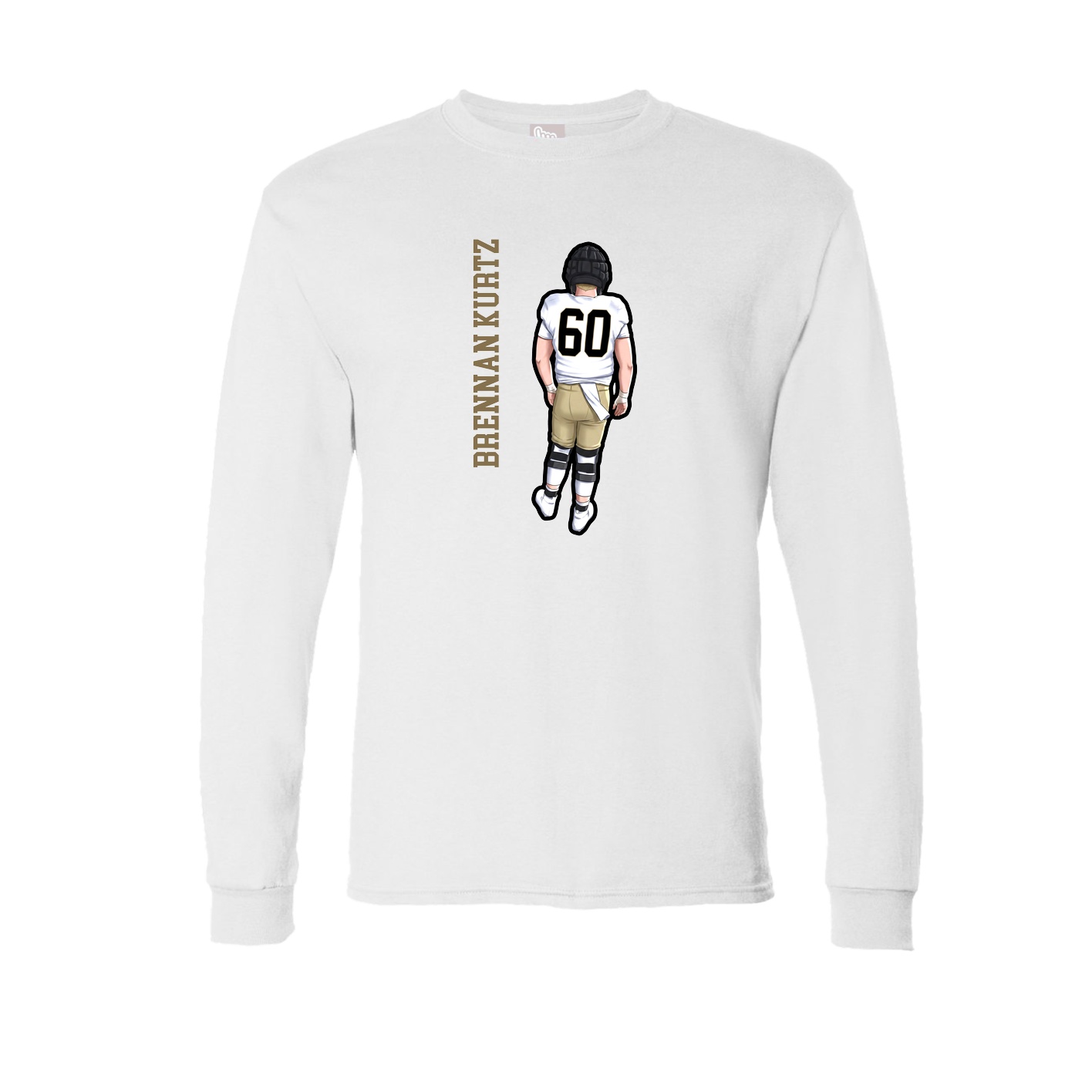 Long Sleeve Tee — Name Vertical in White