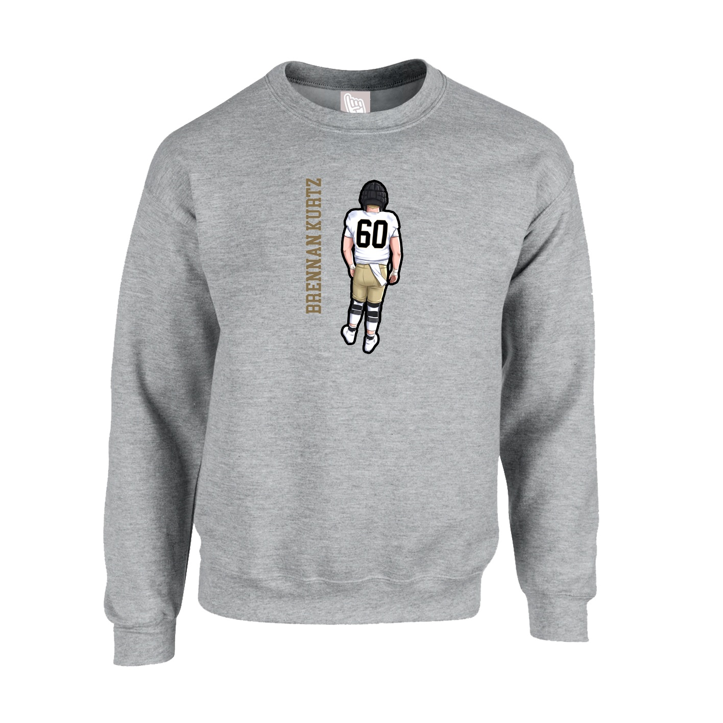 Fleece Crew — Name Vertical in Grey