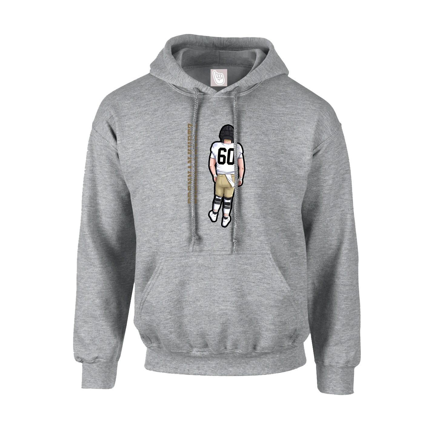 Youth Hoodie — Name Vertical in Grey