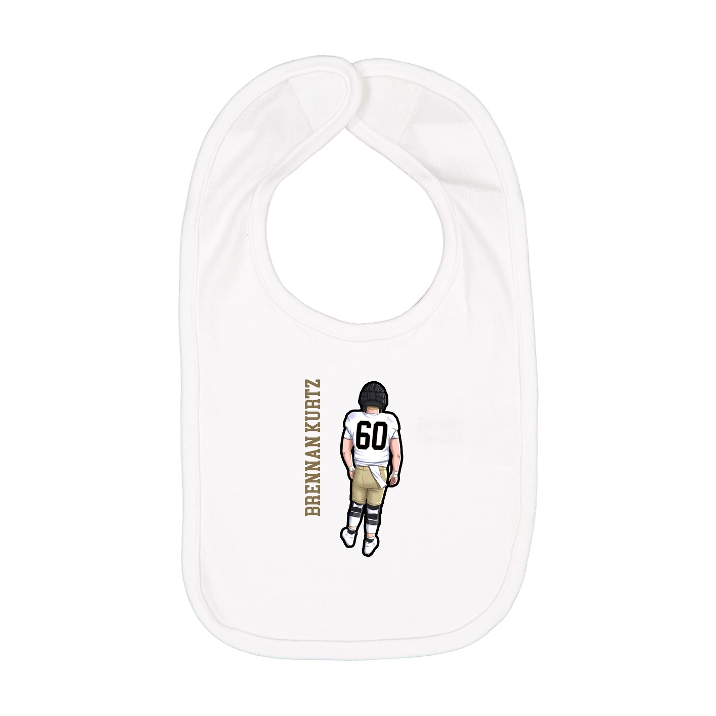 Infant Bib — Name Vertical in White