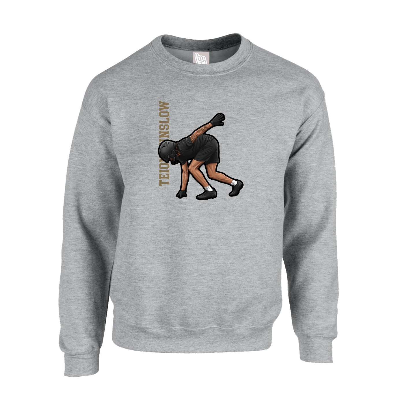 Fleece Crew — Name Vertical in Grey