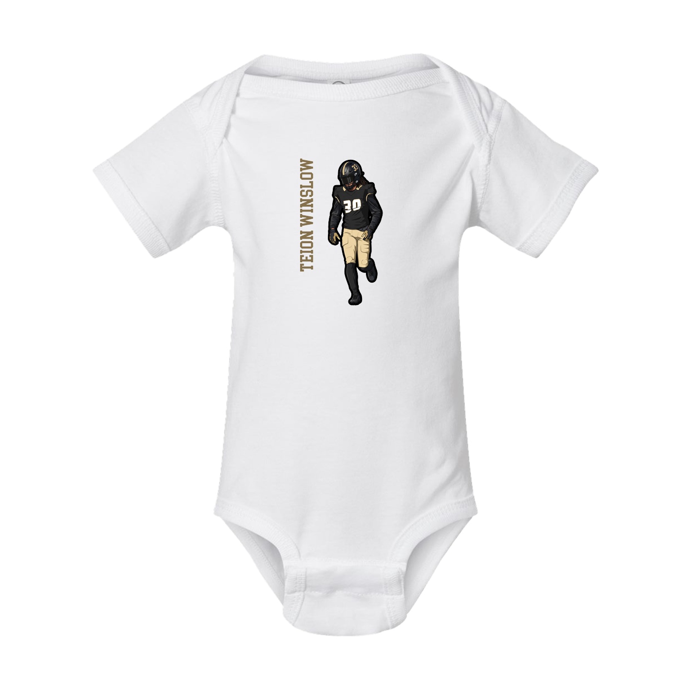 Baby Onesie — Name Vertical in White