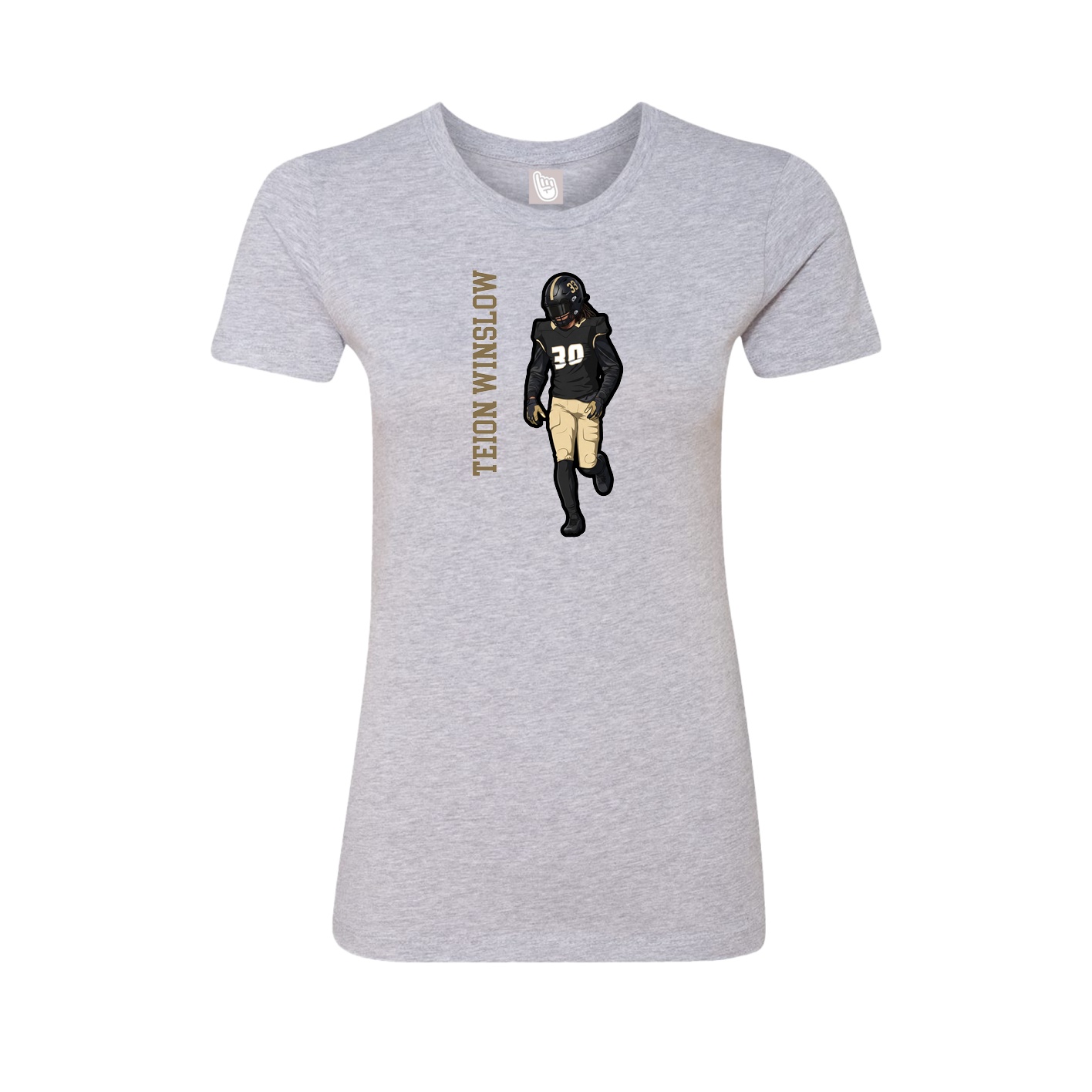 Fitted Women's Tee — Name Vertical in Grey
