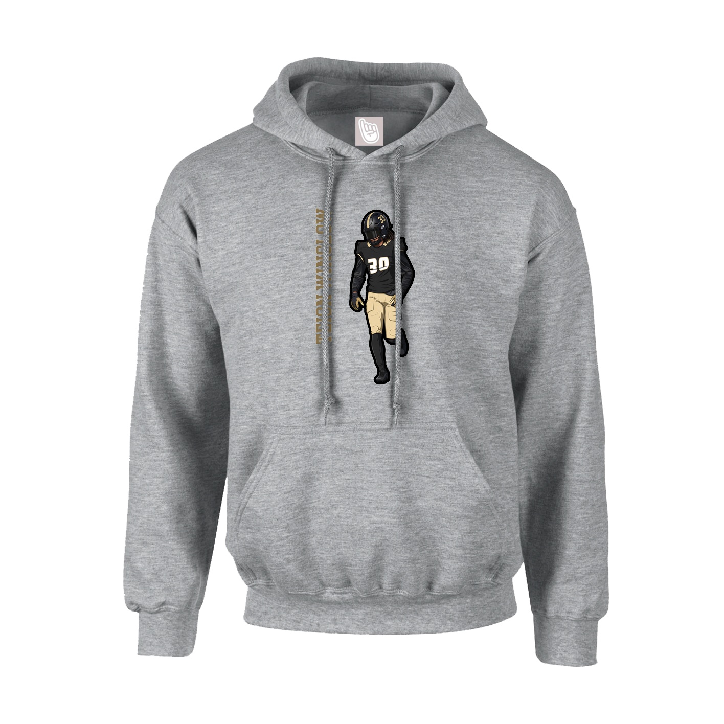 Youth Hoodie — Name Vertical in Grey