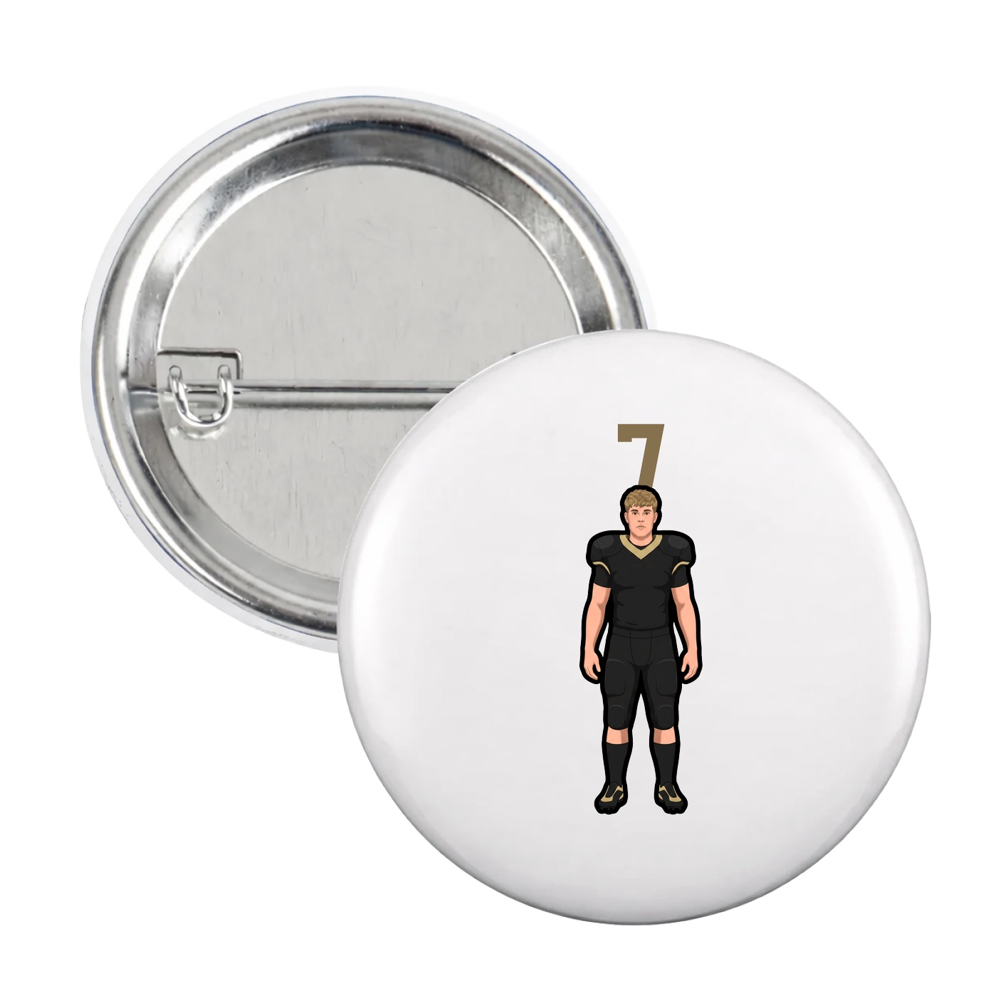 Game Day Button — Number Top in White
