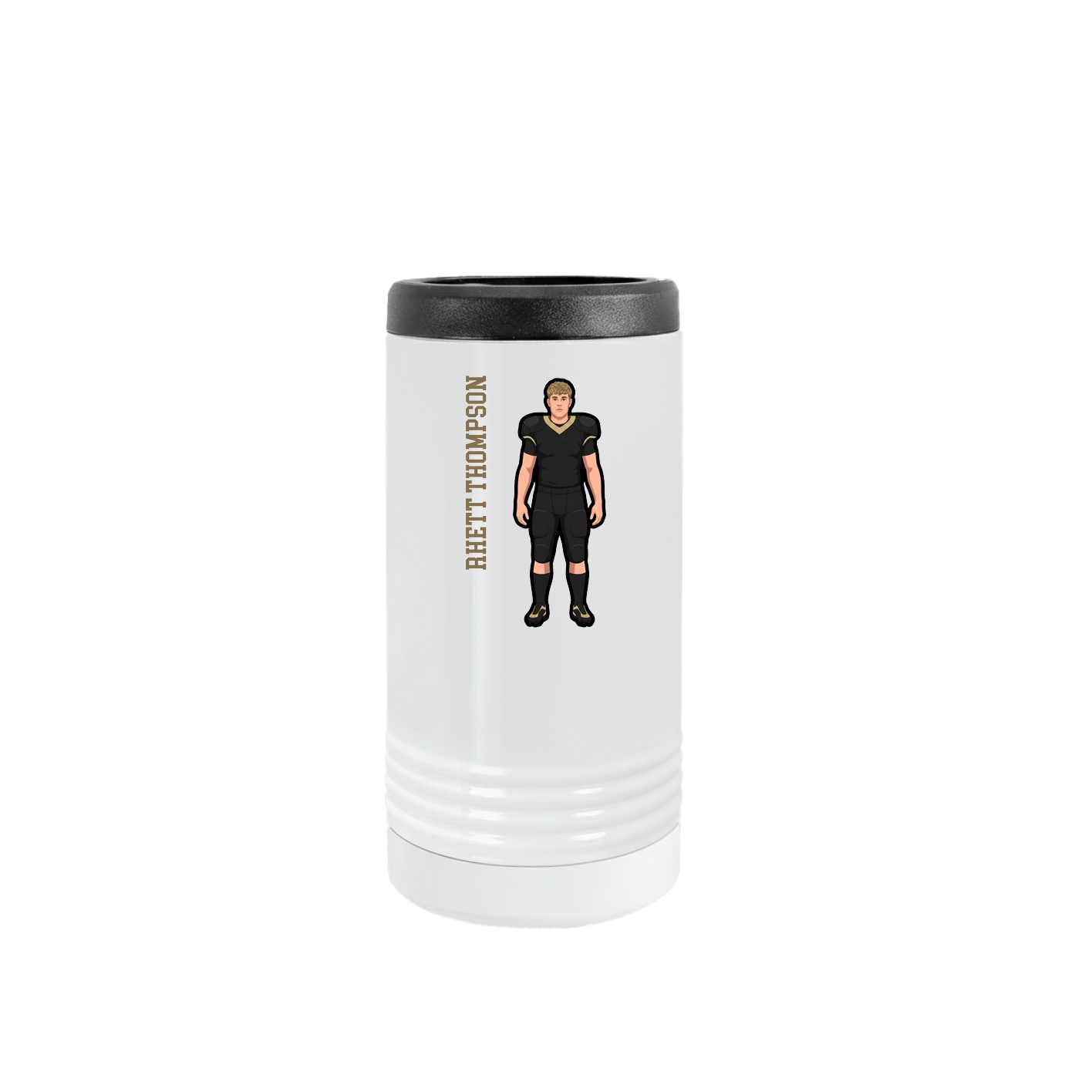 Slim Beverage Holder — Name Vertical in White