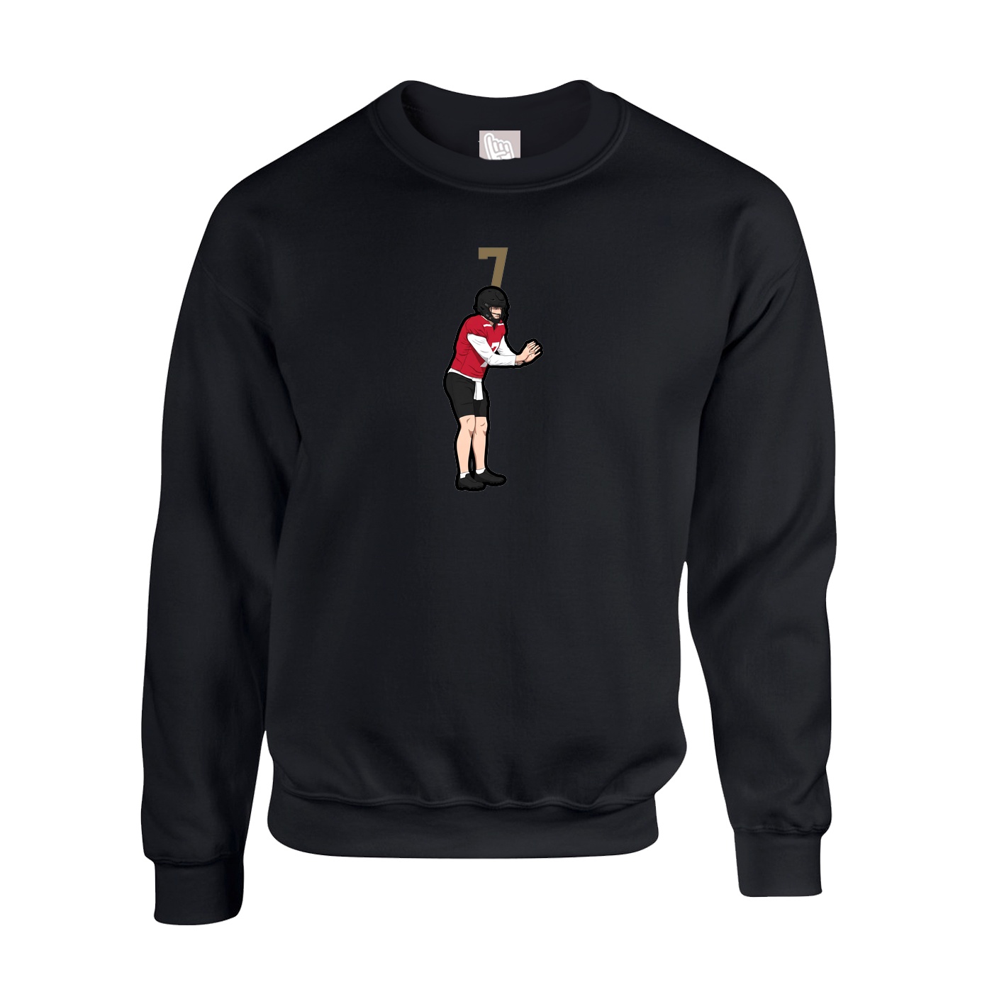Fleece Crew — Number Top in Black