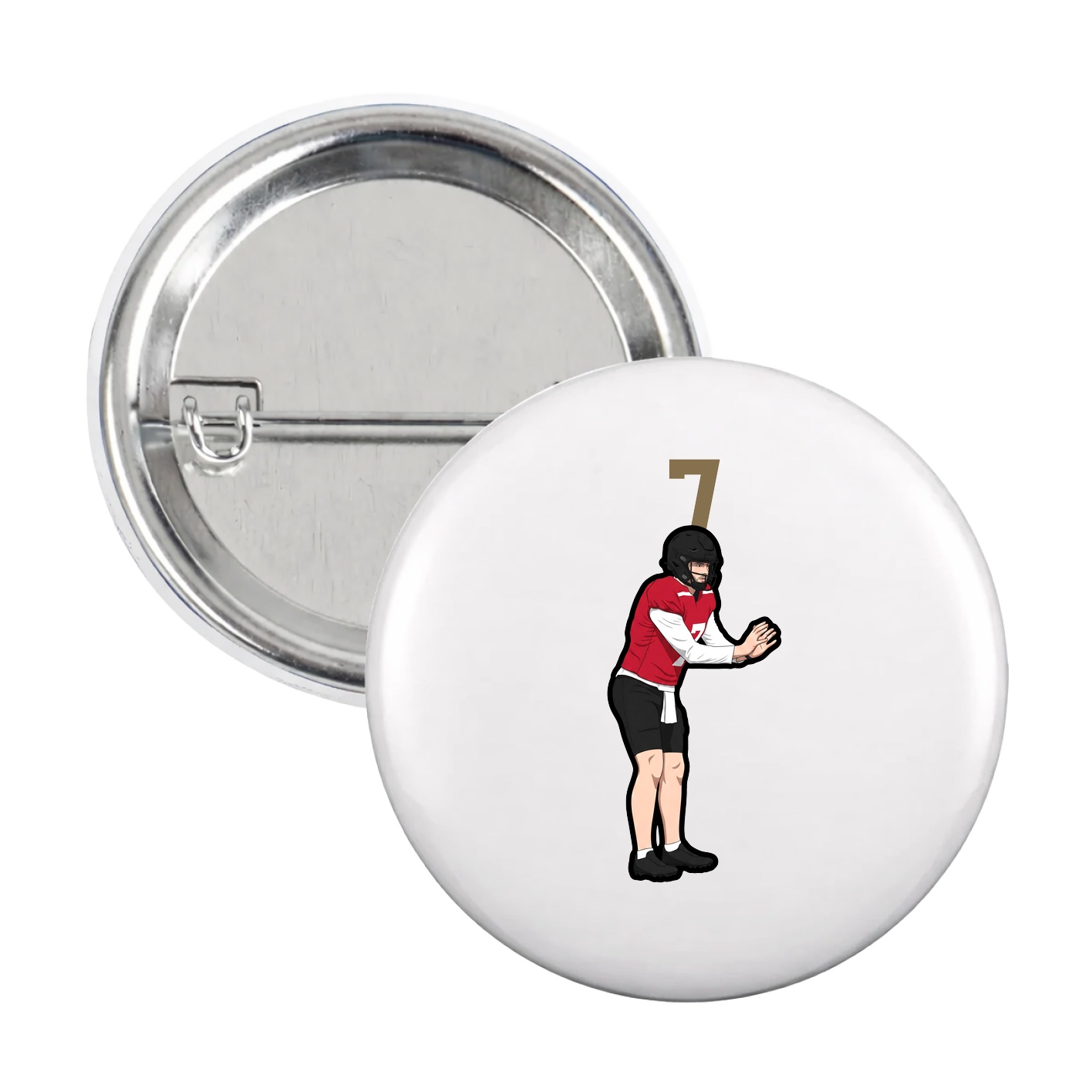 Game Day Button — Number Top in White