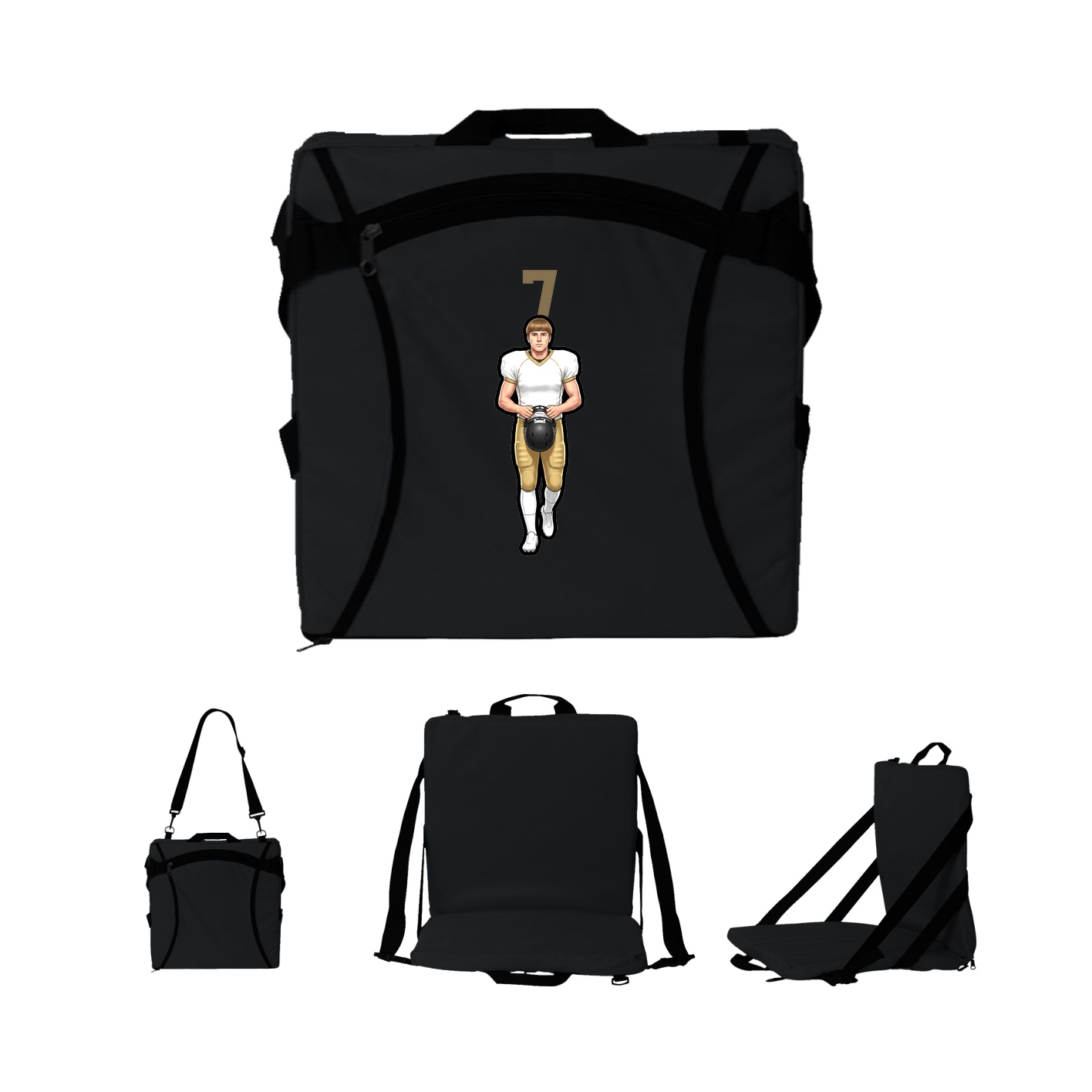 Folding Stadium Seat — Number Top in Black