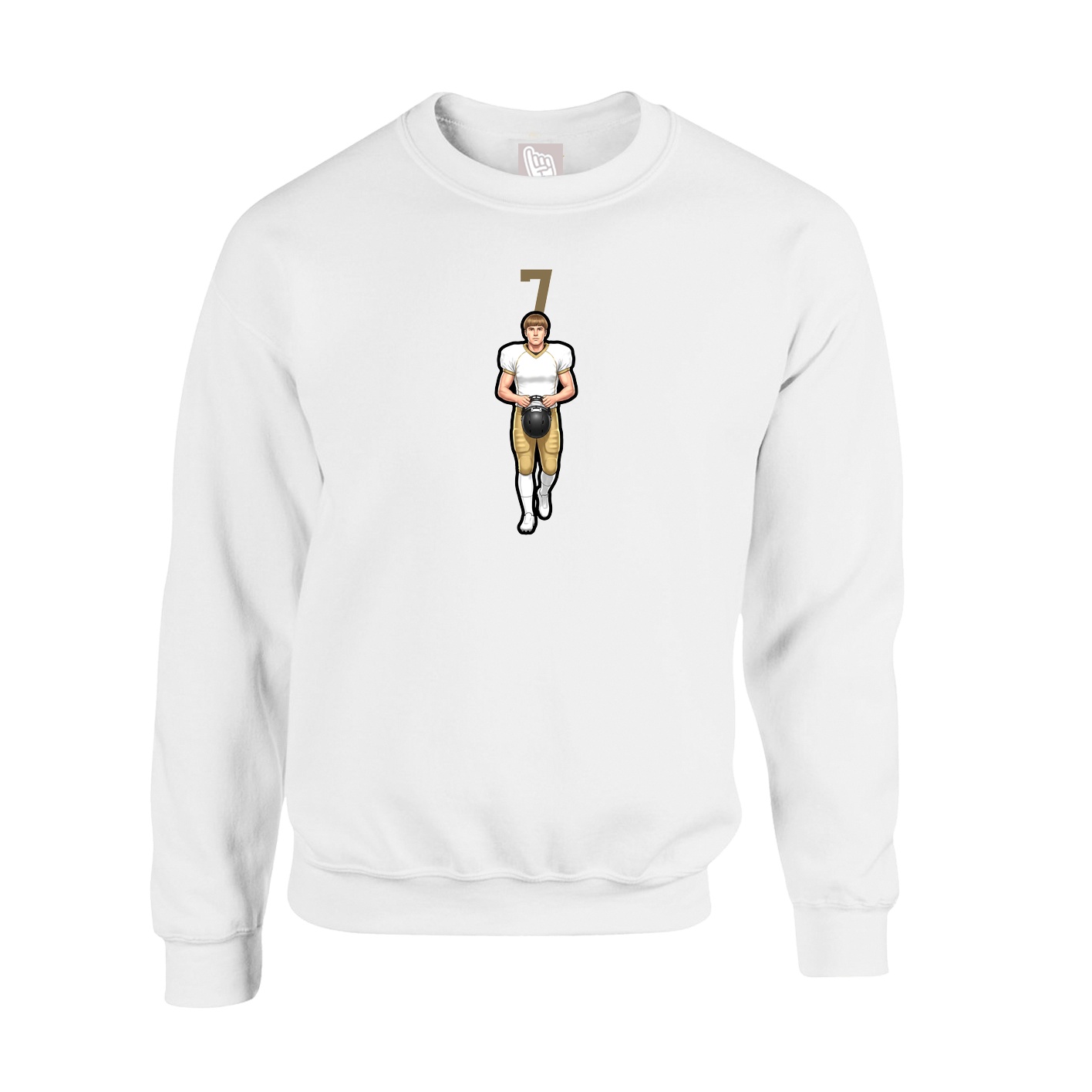 Fleece Crew — Number Top in White