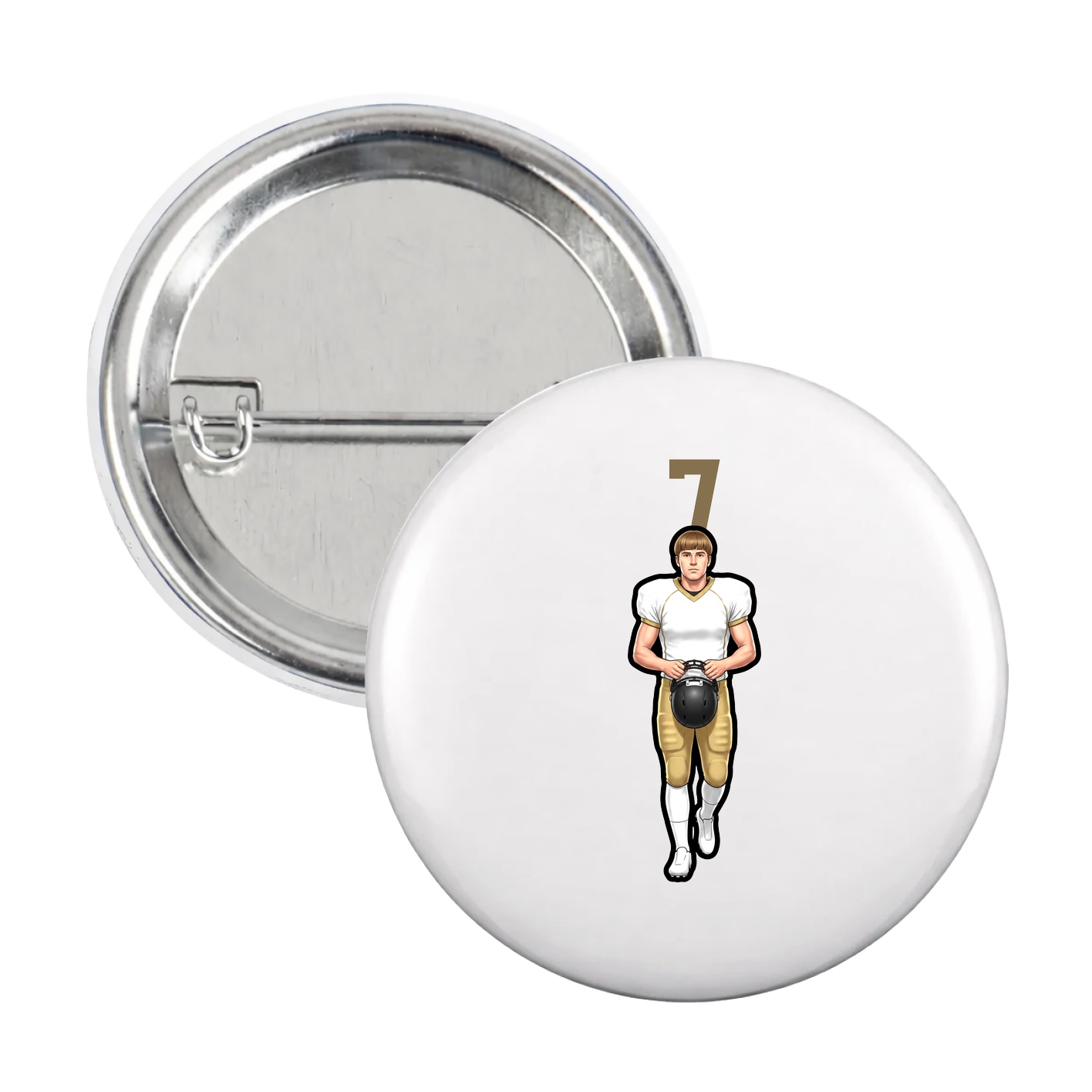 Game Day Button — Number Top in White