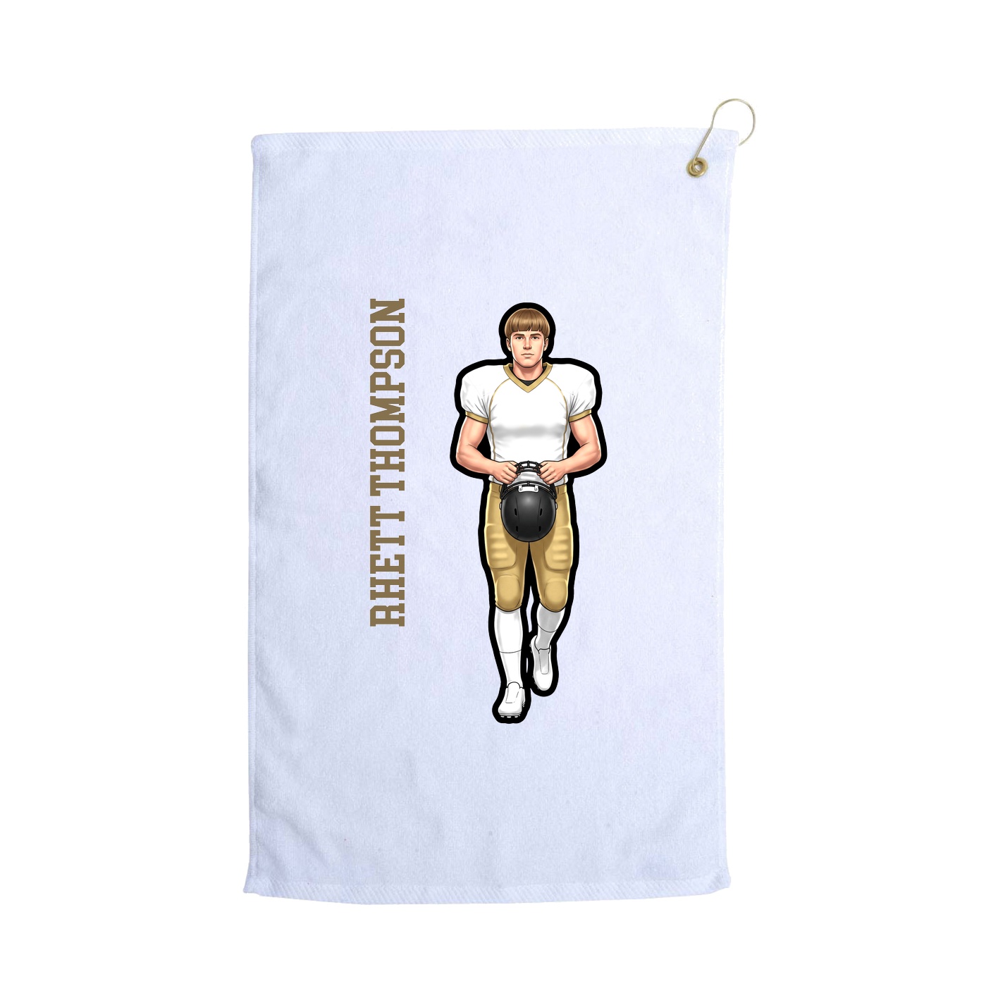 Golf Towel — Name Vertical in White