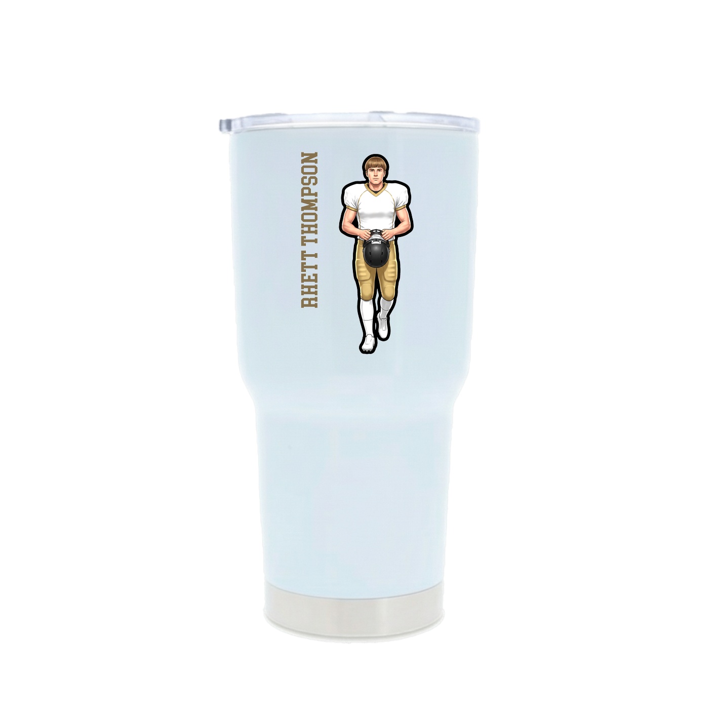30oz Stainless Steel Tumbler — Name Vertical in White