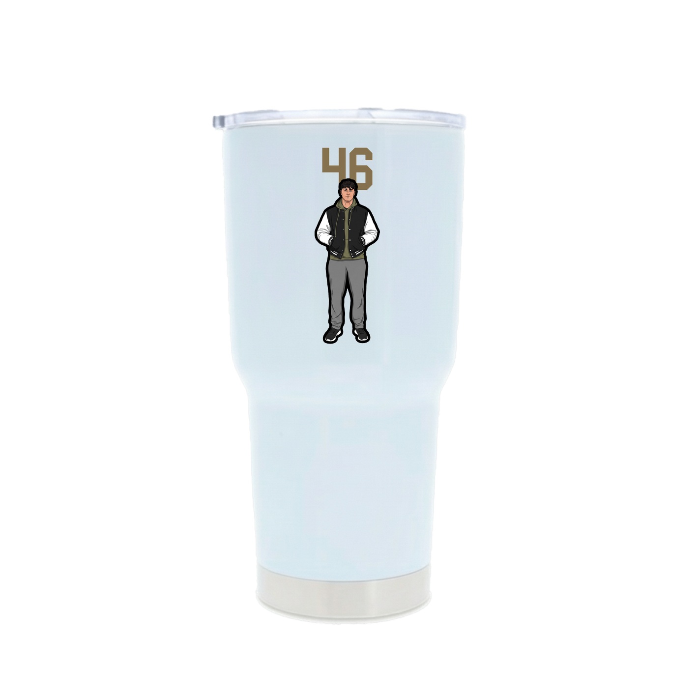30oz Stainless Steel Tumbler — Number Top in White