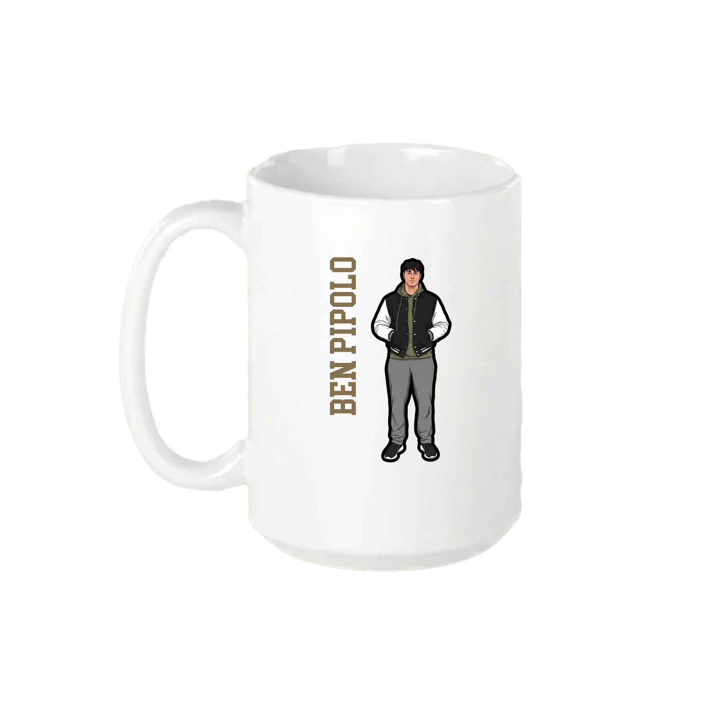 15oz Coffee Mug — Name Vertical in White