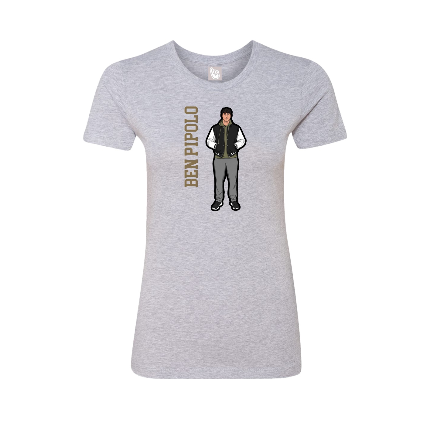 Womens Tee — Name Vertical in Grey