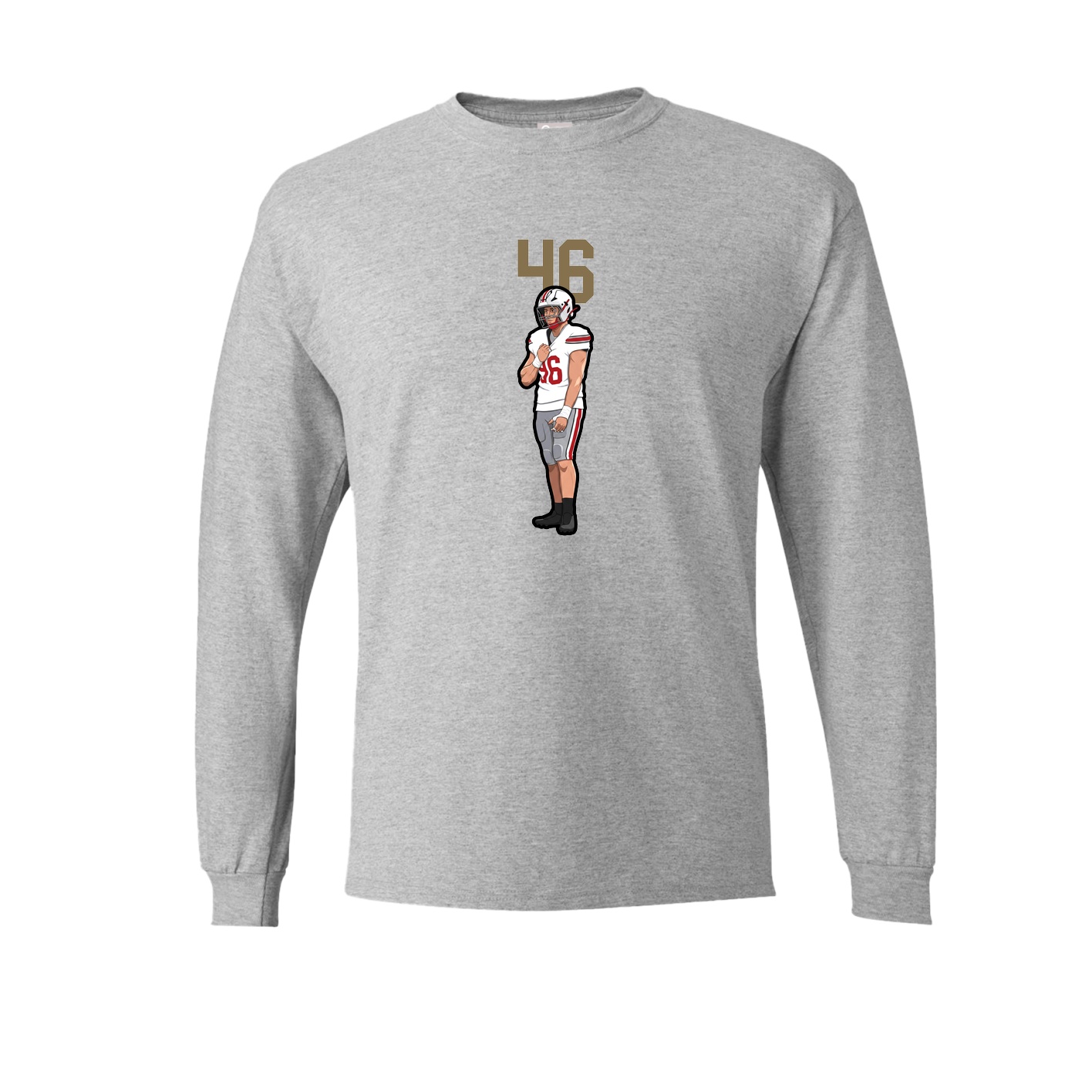 Long Sleeve Tee — Number Top in Grey