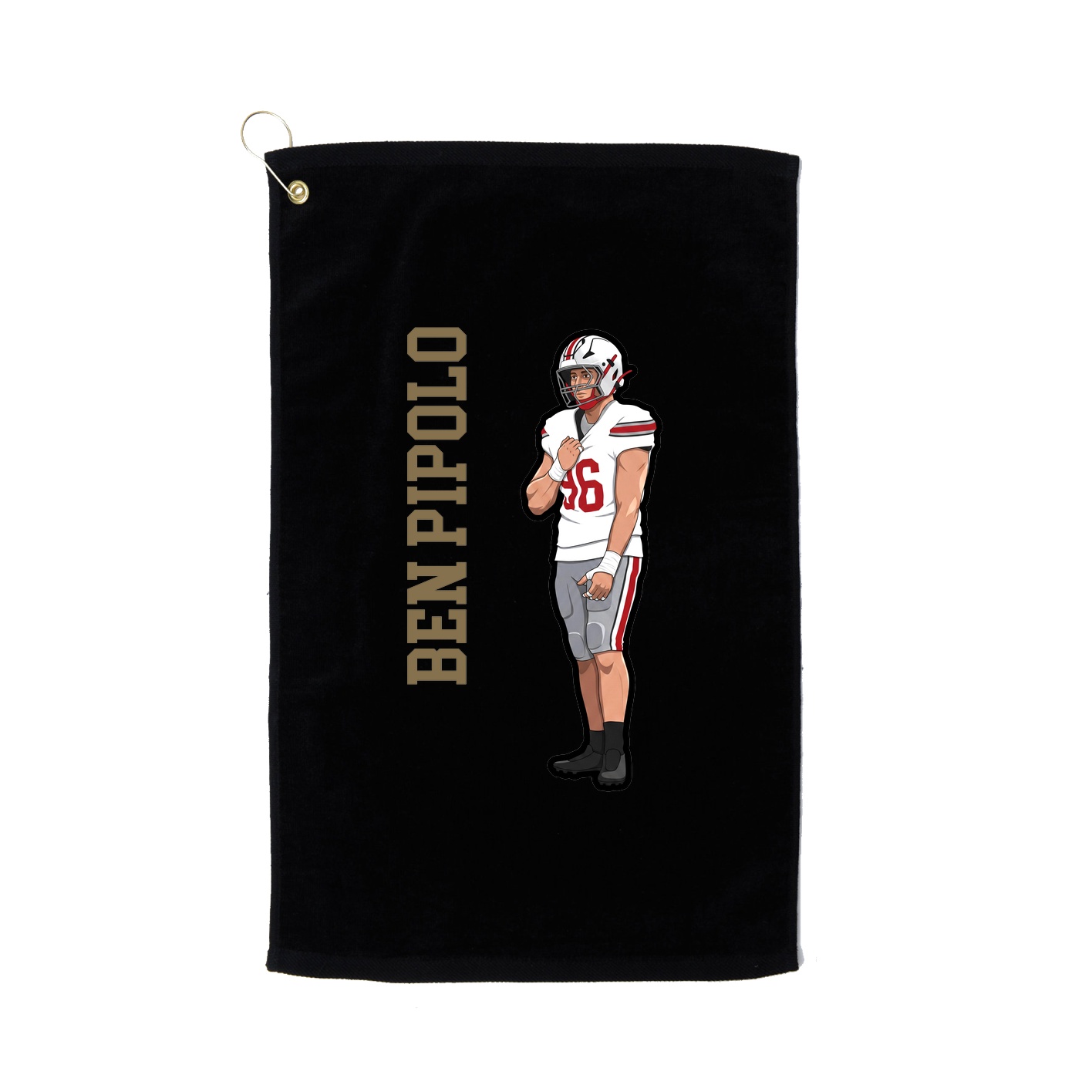 Golf Towel — Name Vertical in Black