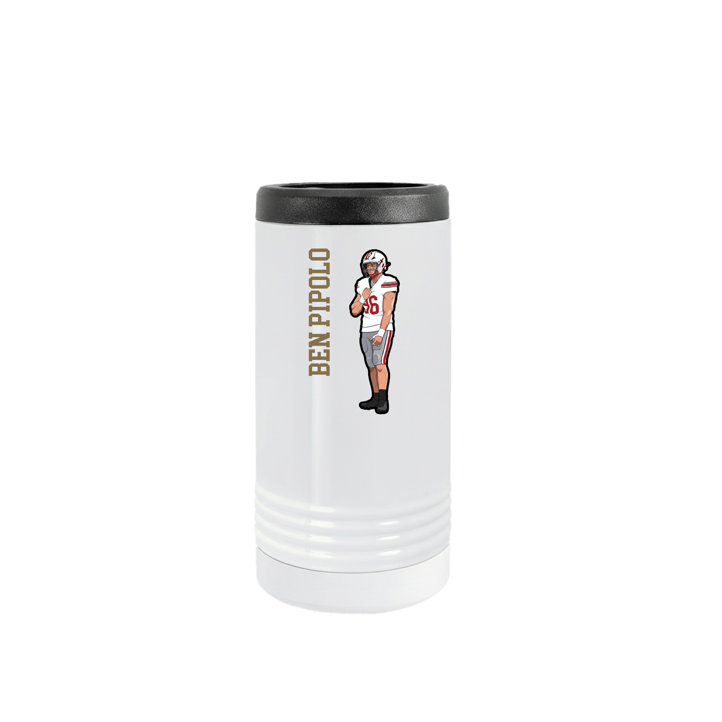 Slim Beverage Holder — Name Vertical in White