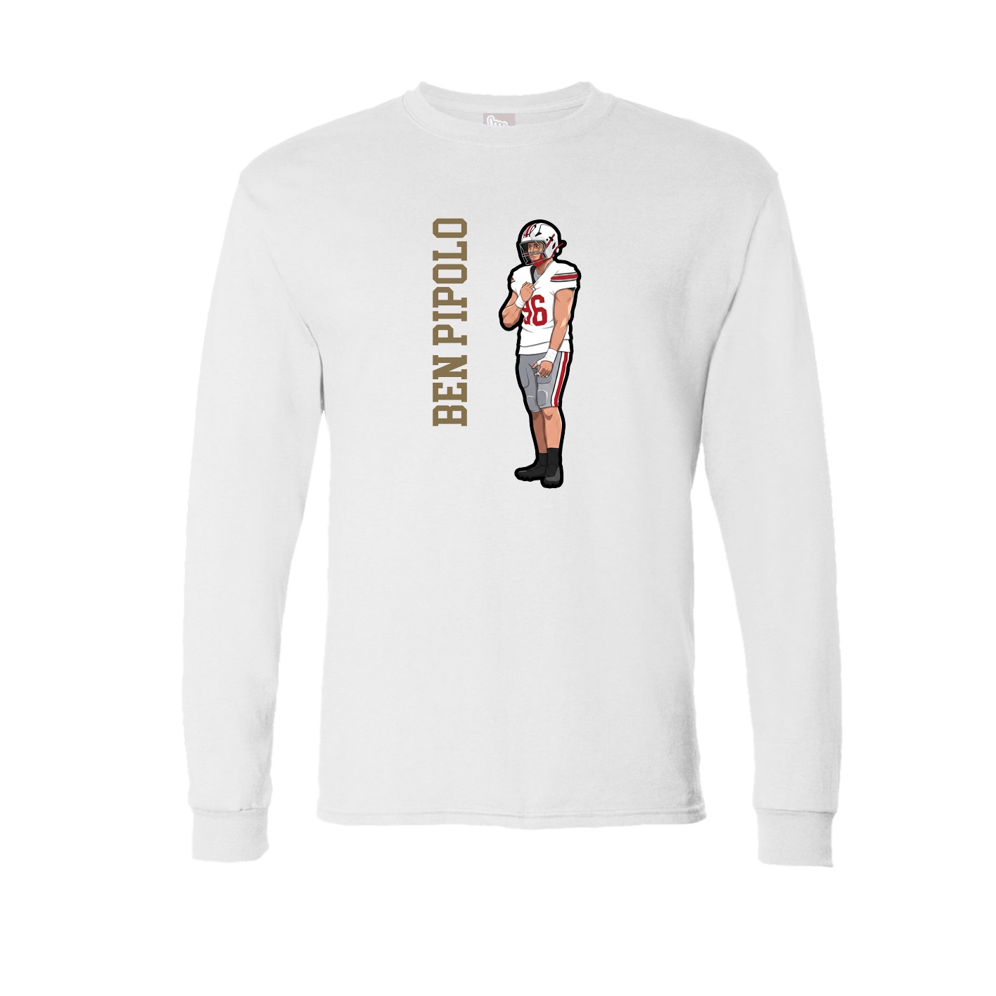 Long Sleeve Tee — Name Vertical in White