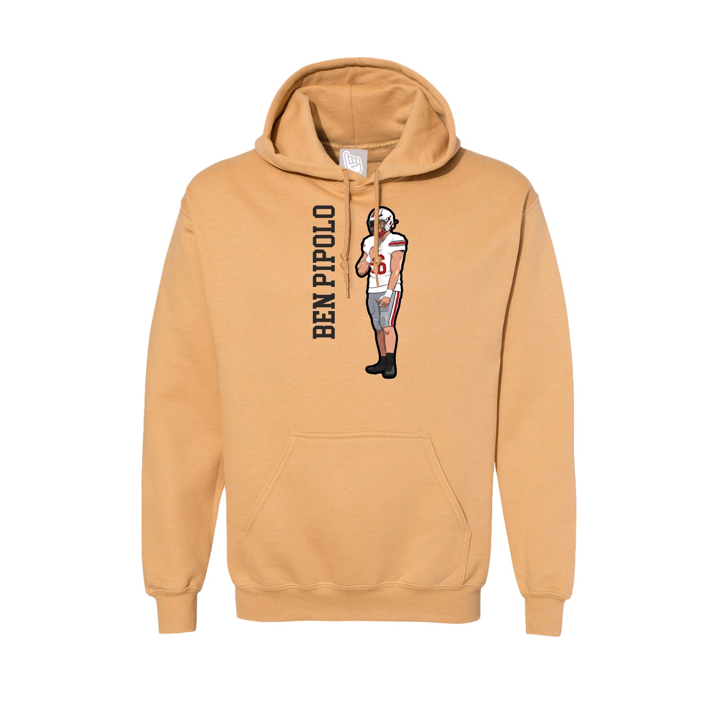 Hoodie — Name Vertical in Vegas Gold