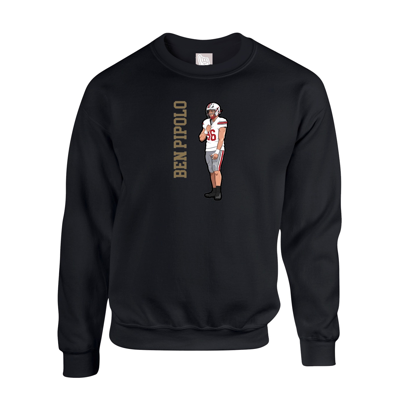Fleece Crew — Name Vertical in Black