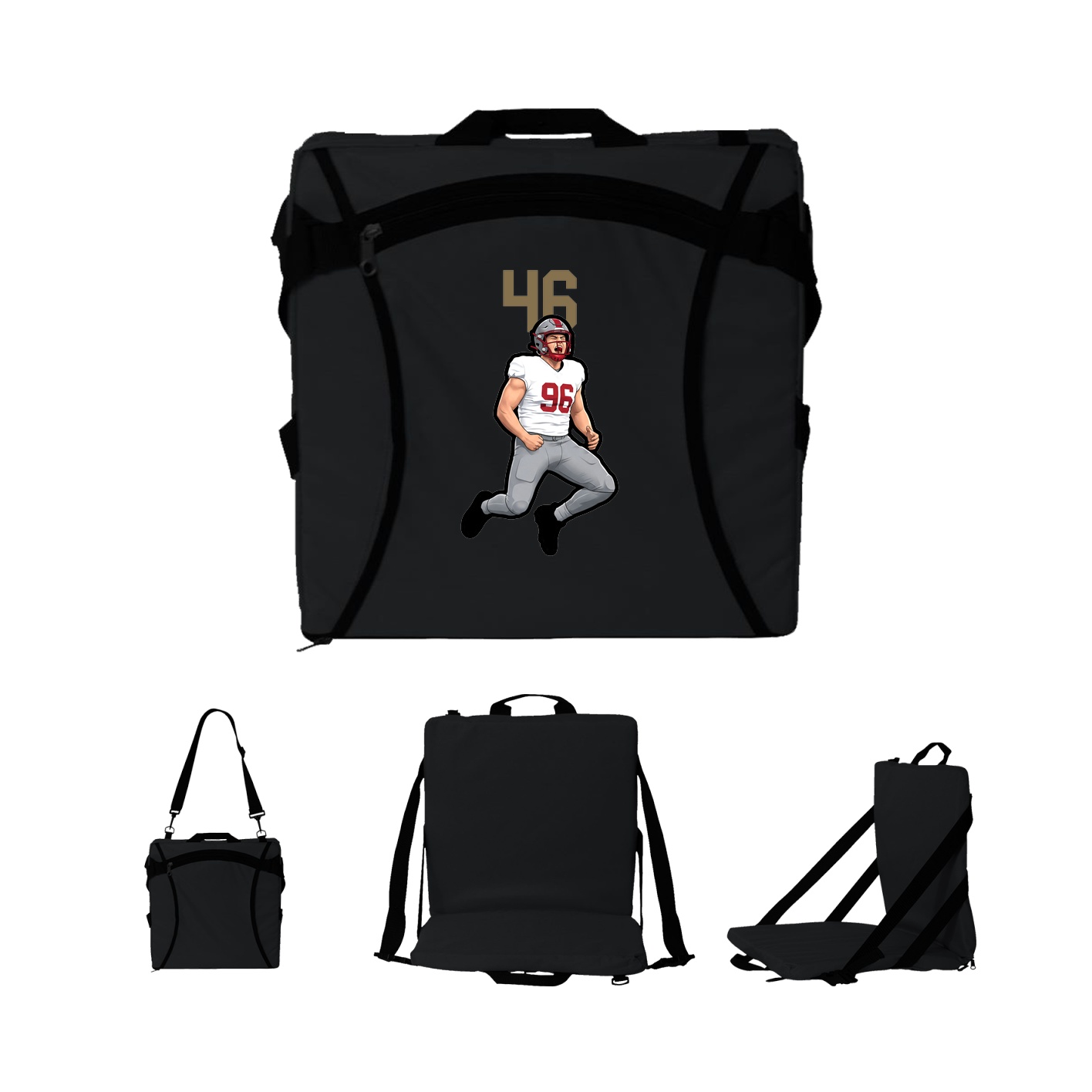 Folding Stadium Seat — Number Top in Black