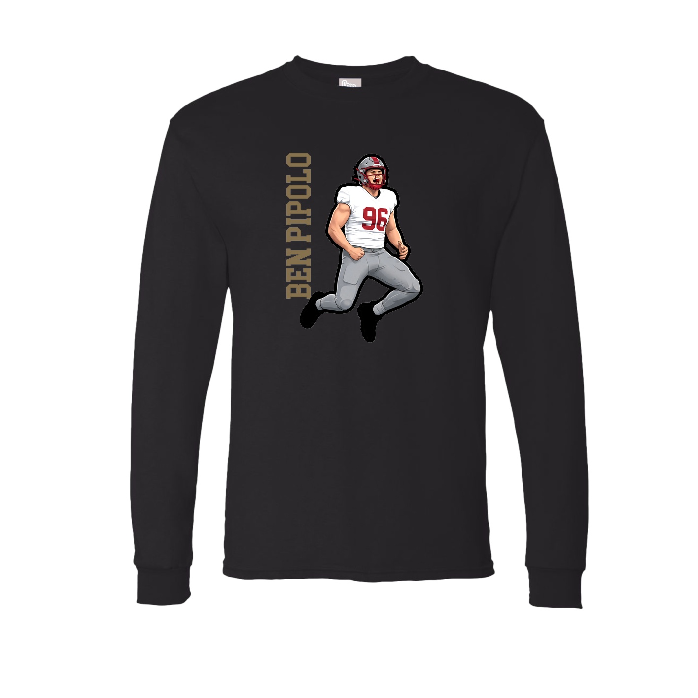 Long Sleeve Tee — Name Vertical in Black