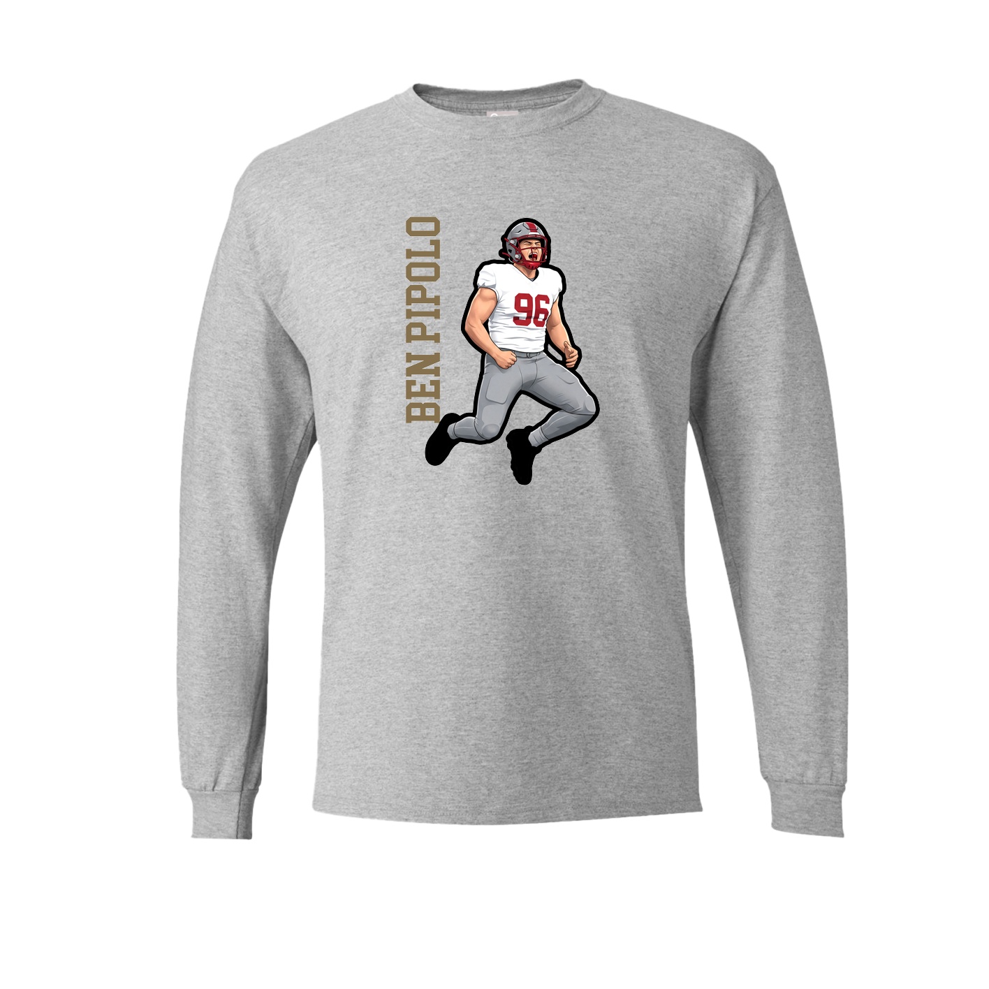 Long Sleeve Tee — Name Vertical in Grey