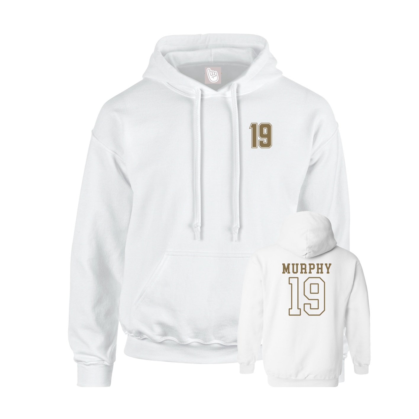 Youth Hoodie — Chest Back in White