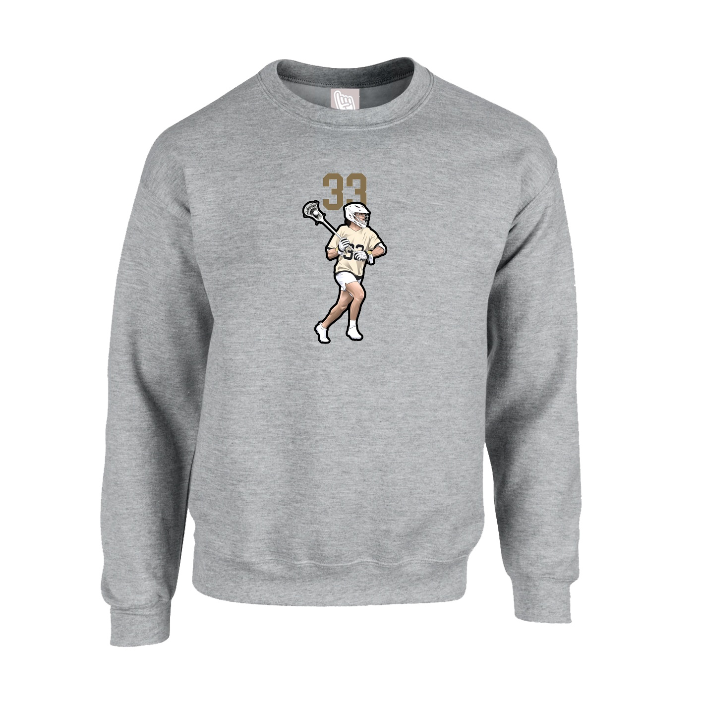 Fleece Crew — Number Top in Grey