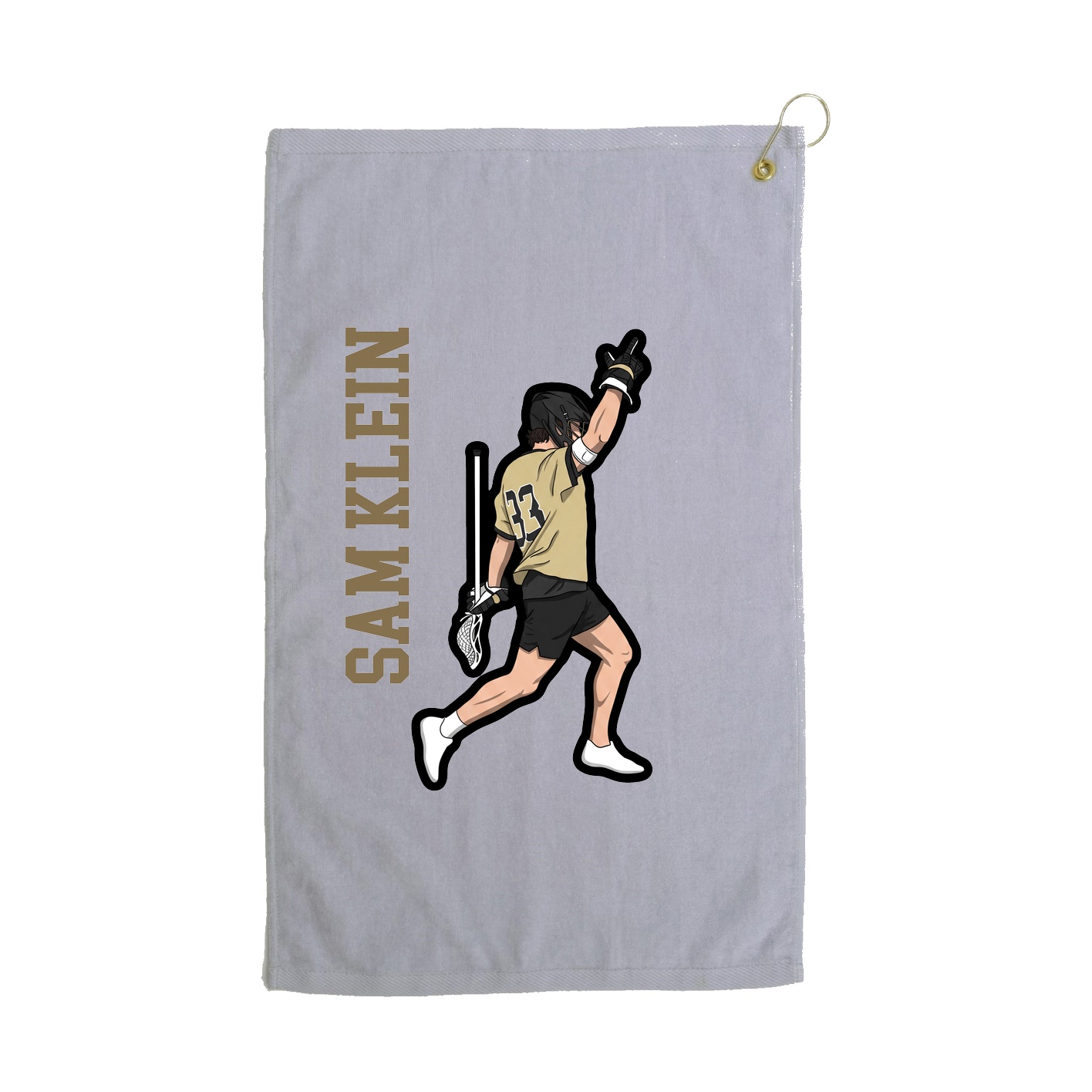 Golf Towel — Name Vertical in Grey