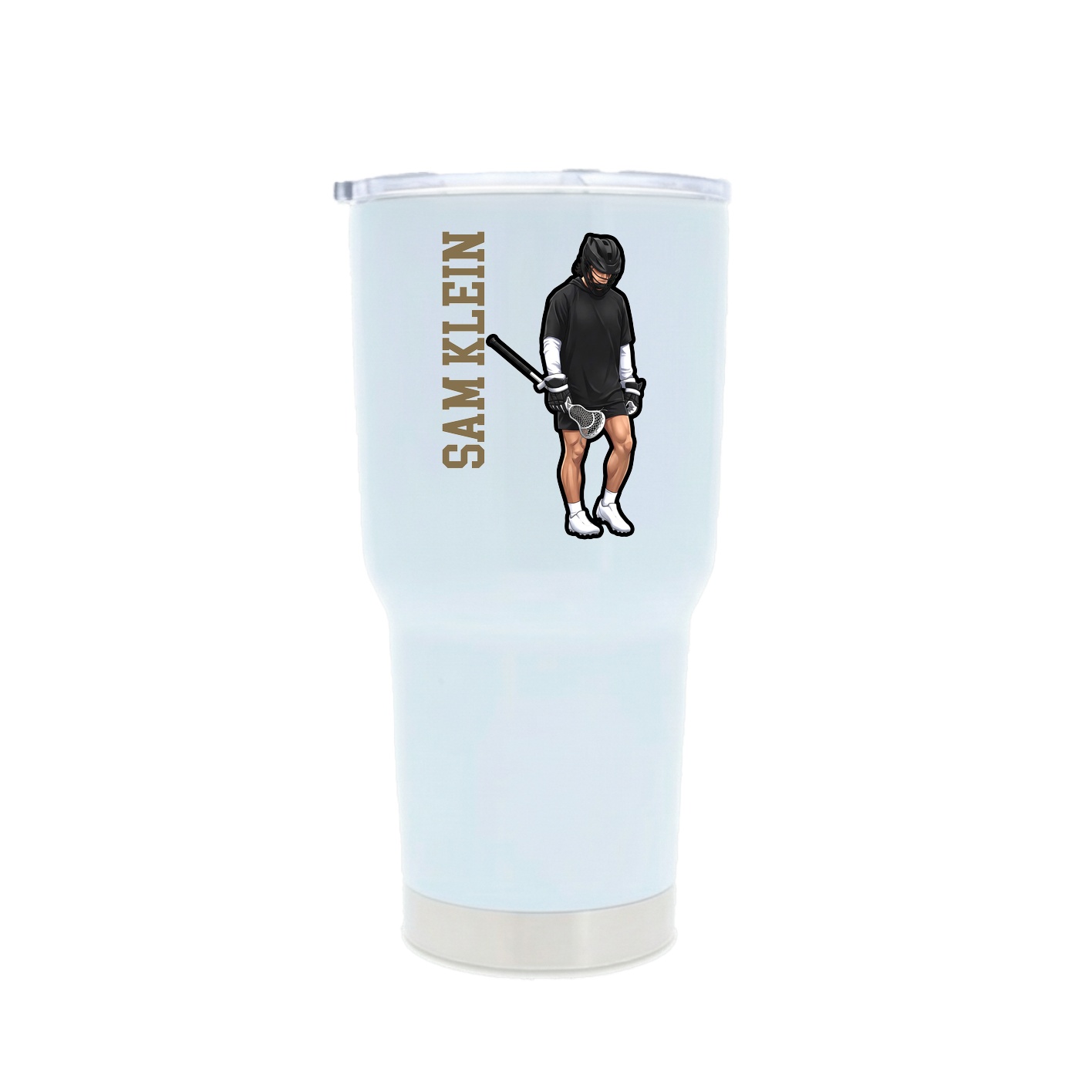 30oz Stainless Steel Tumbler — Name Vertical in White