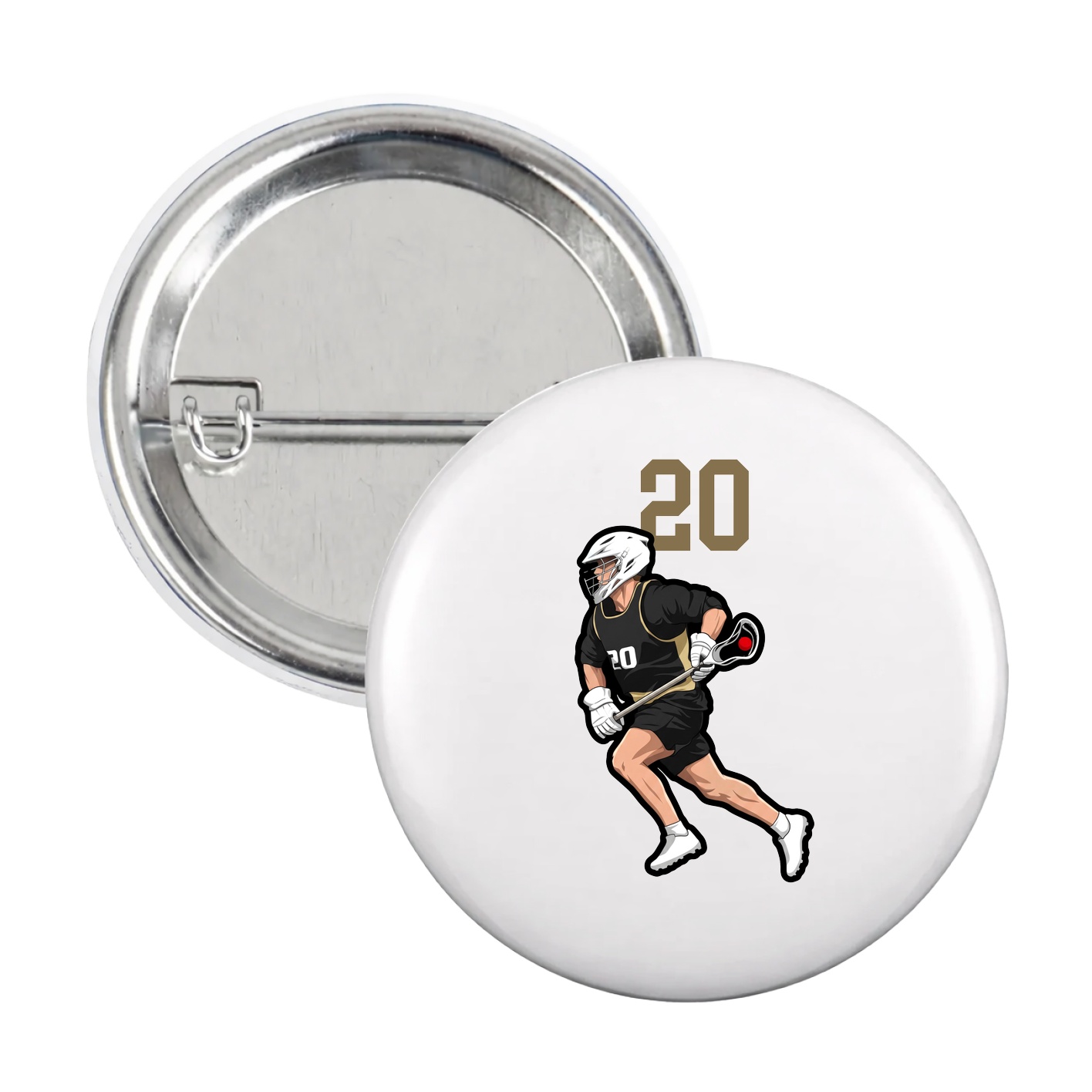 Game Day Button — Number Top in White