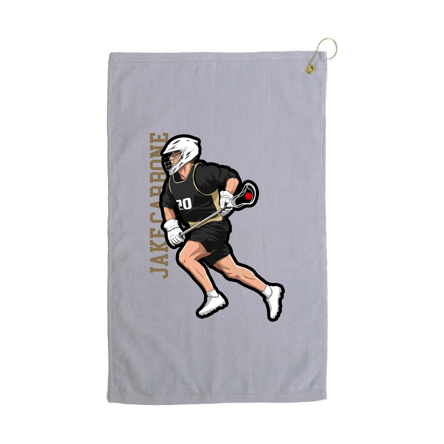 Golf Towel — Name Vertical in Grey
