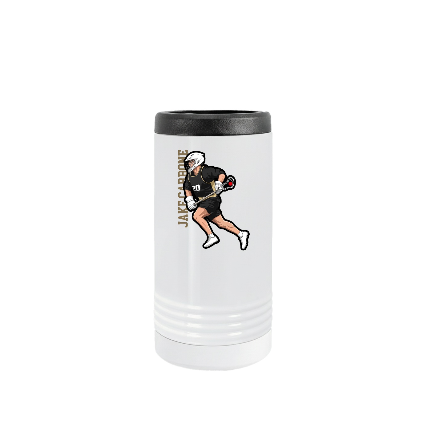 Slim Beverage Holder — Name Vertical in White