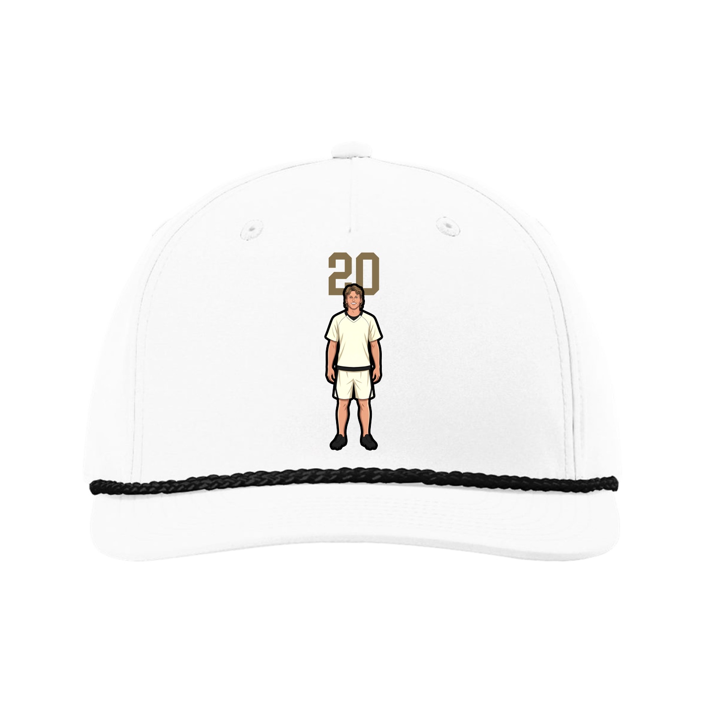 Five-Panel Classic Rope Cap — Number Top in White