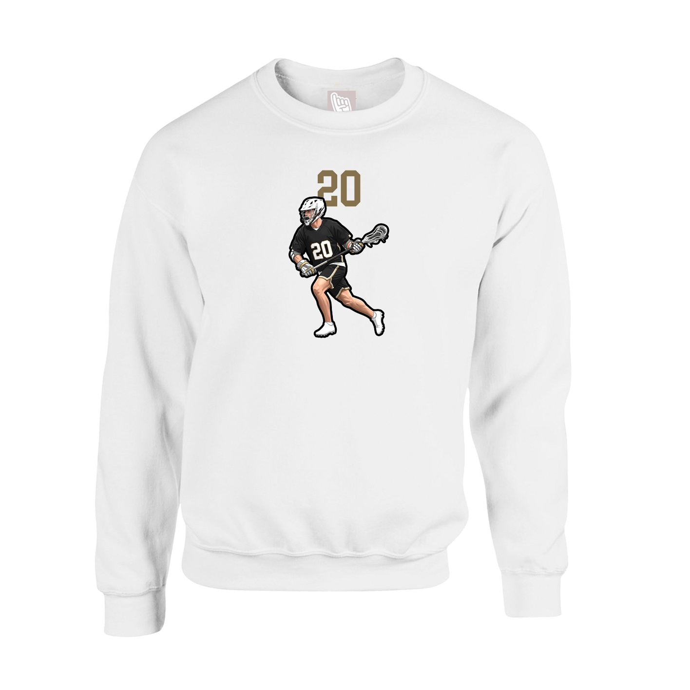 Fleece Crew — Number Top in White