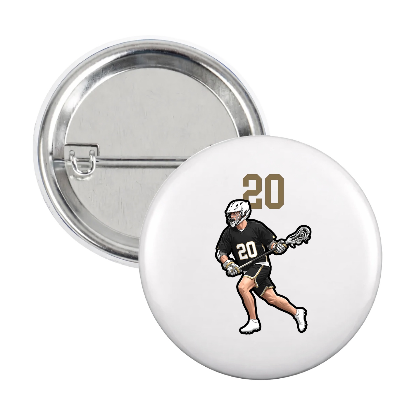 Game Day Button — Number Top in White