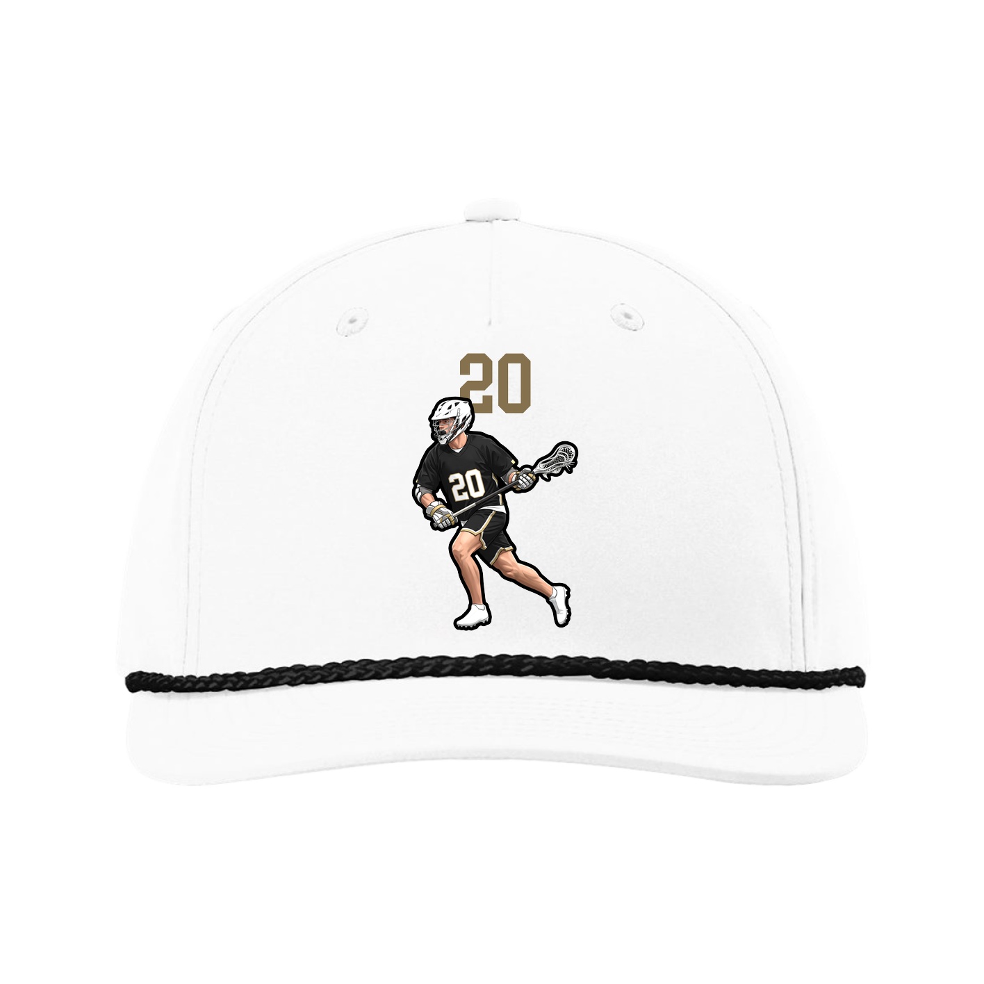 Five-Panel Classic Rope Cap — Number Top in White