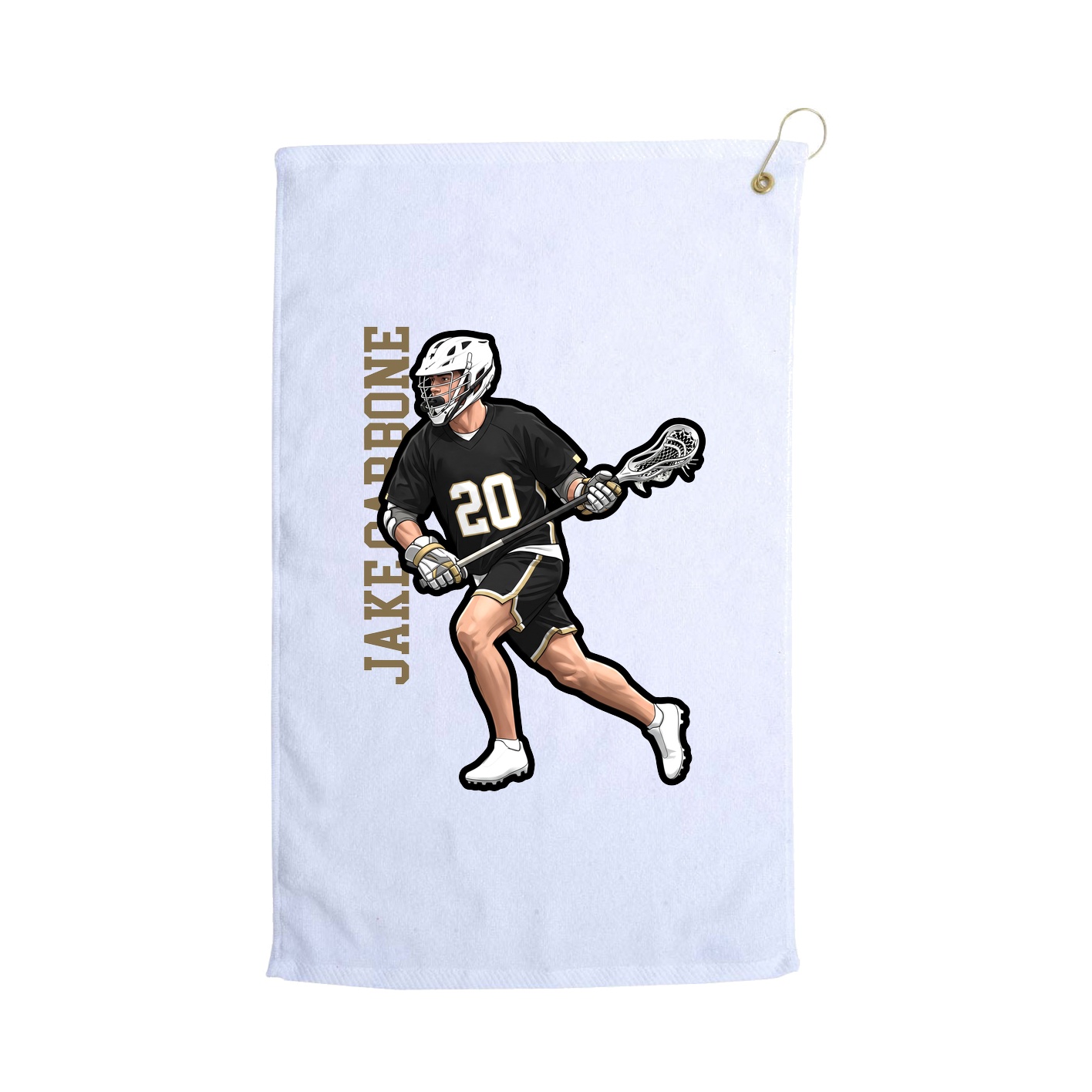 Golf Towel — Name Vertical in White