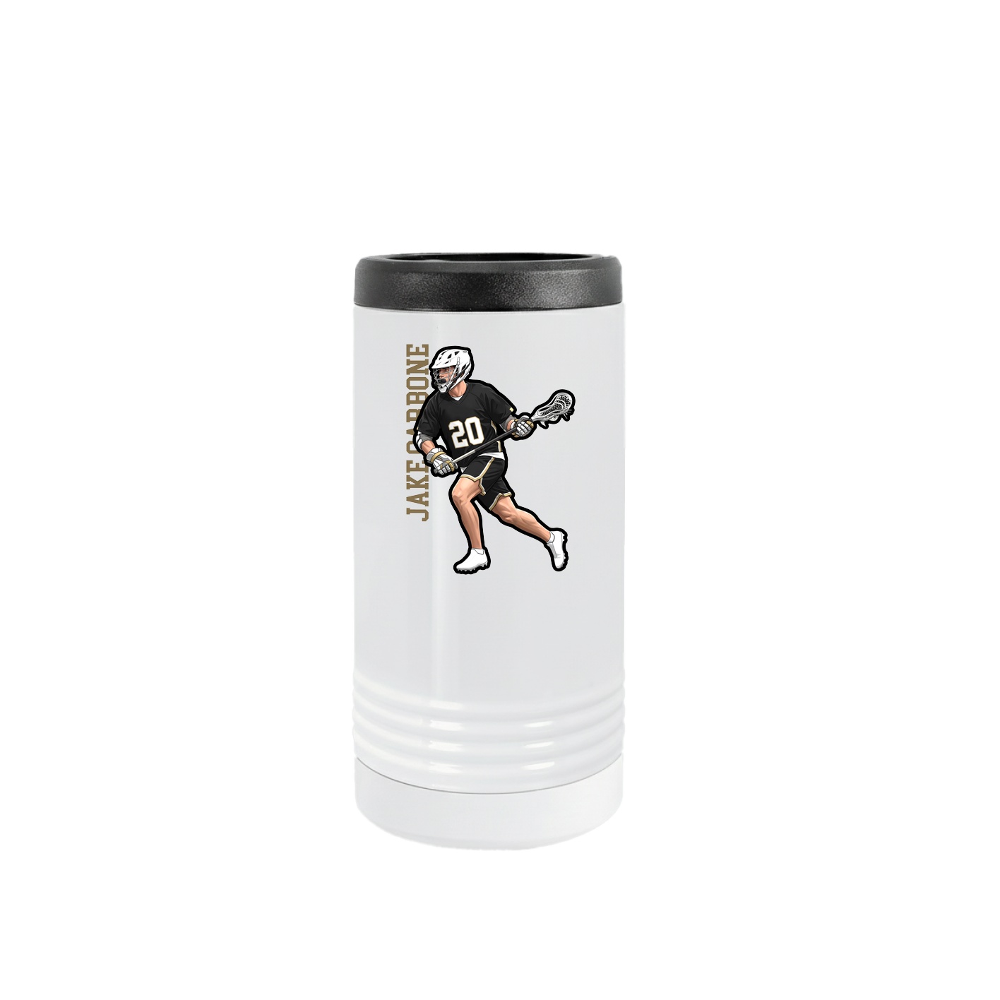 Slim Beverage Holder — Name Vertical in White