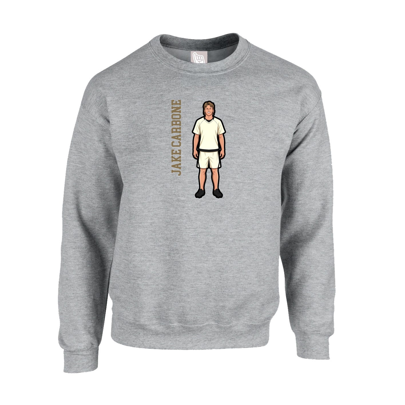 Fleece Crew — Name Vertical in Grey
