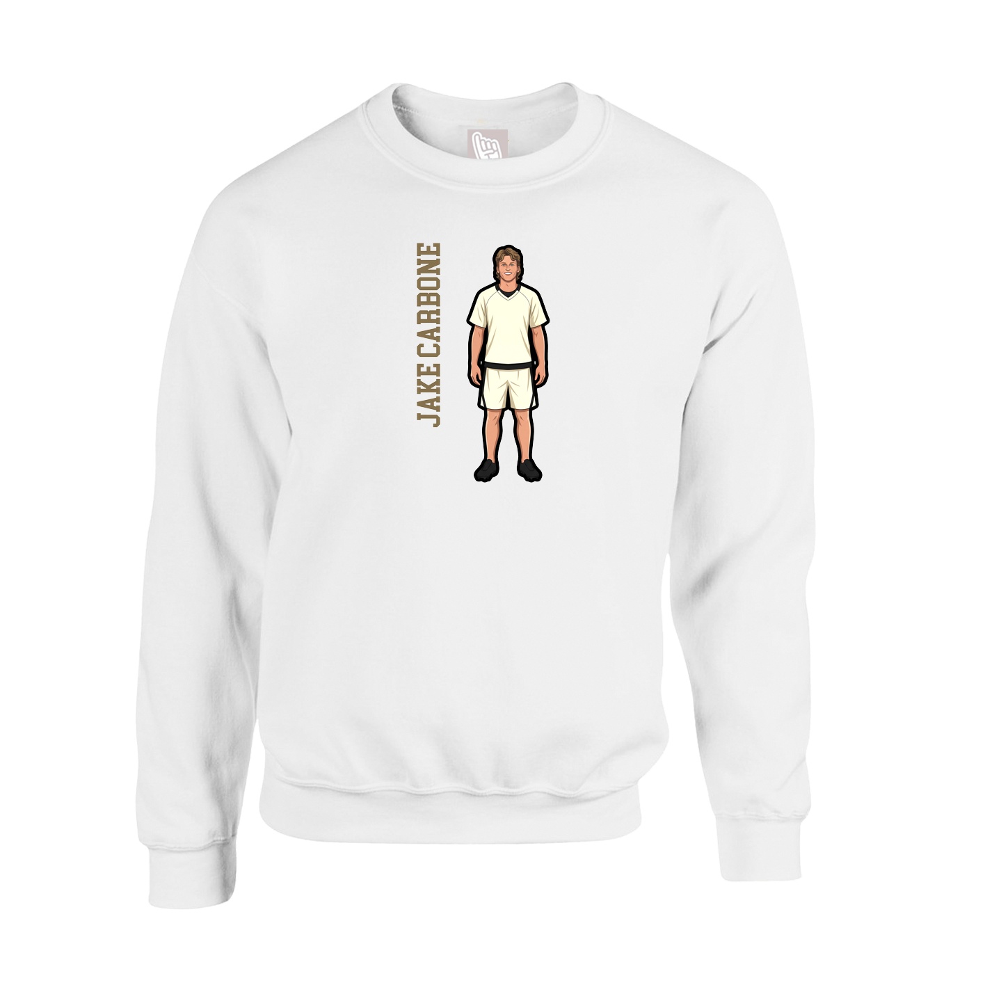 Fleece Crew — Name Vertical in White