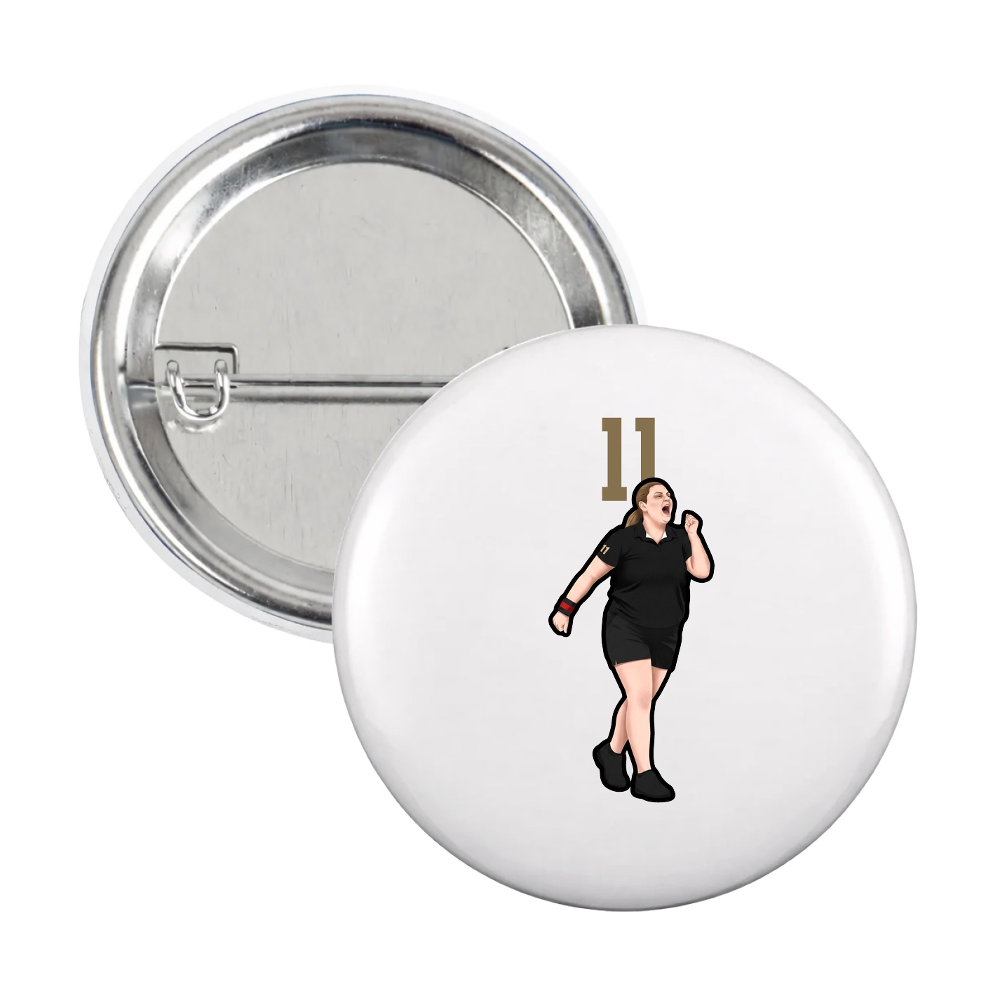 Game Day Button — Number Top in White