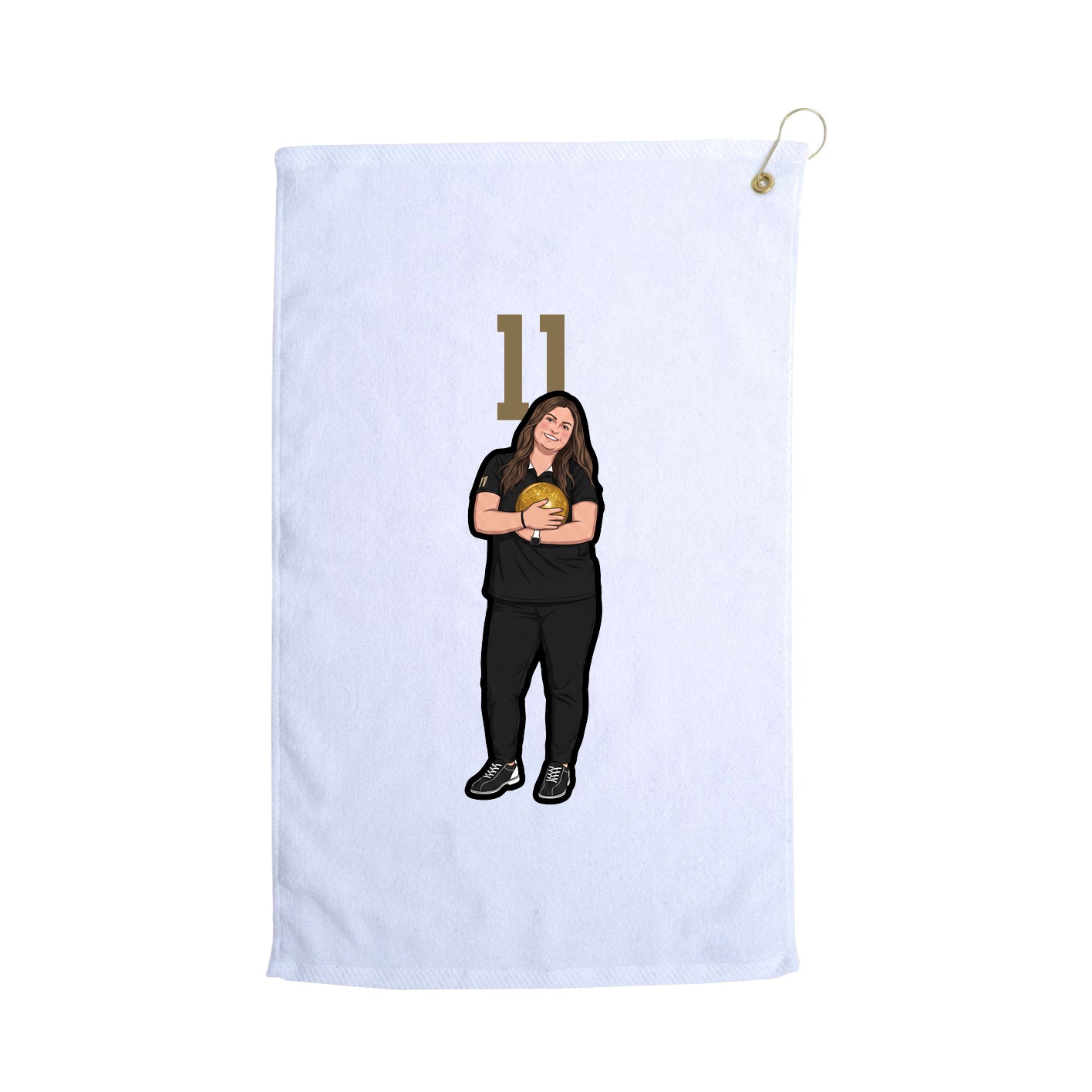 Golf Towel — Number Top in White
