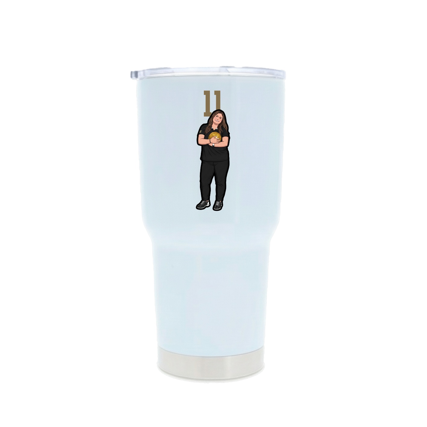 30oz Stainless Steel Tumbler — Number Top in White